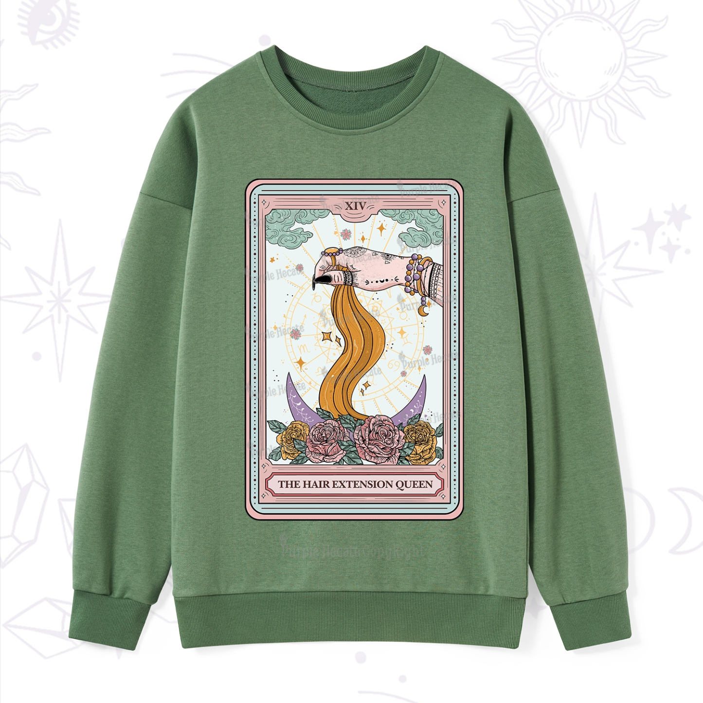 Purplehecate The Hair Extension Queen Tarot Card Sweatshirt