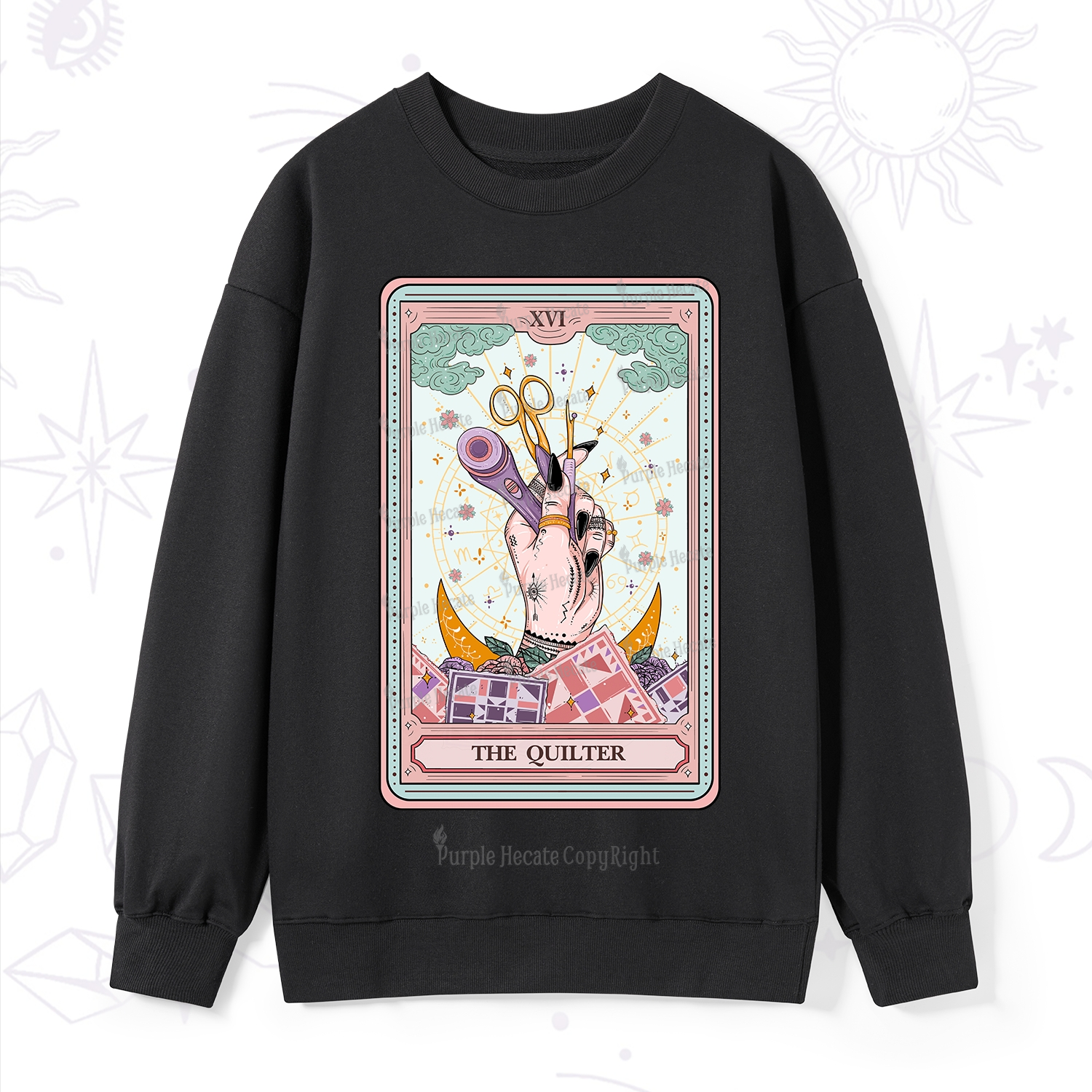 Purplehecate The Quilter Tarot Card Sweatshirt