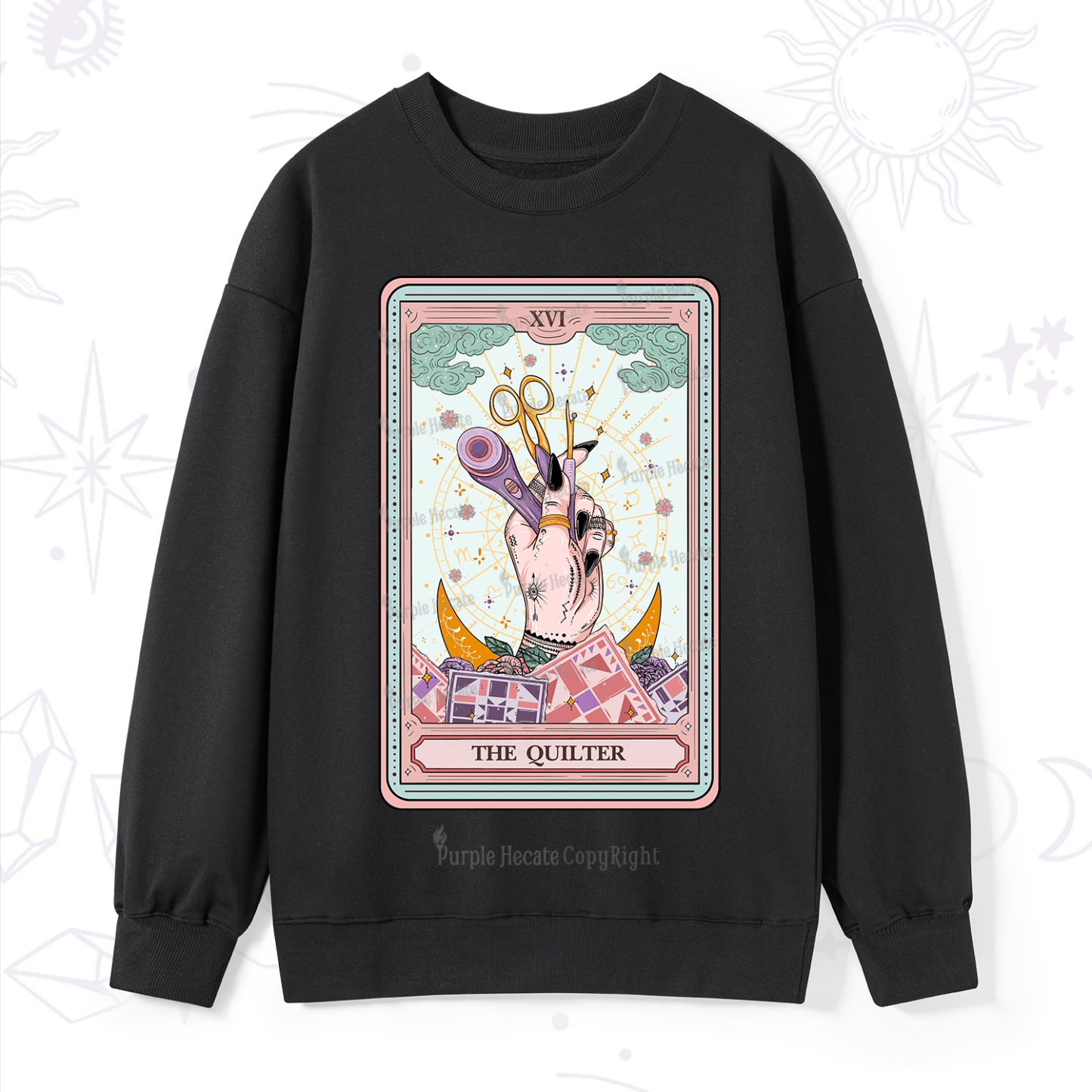 Purplehecate The Quilter Tarot Card Sweatshirt