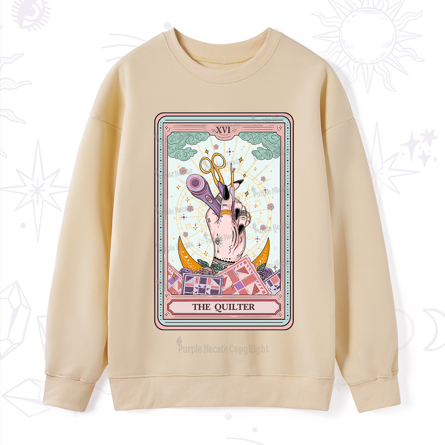 Purplehecate The Quilter Tarot Card Sweatshirt