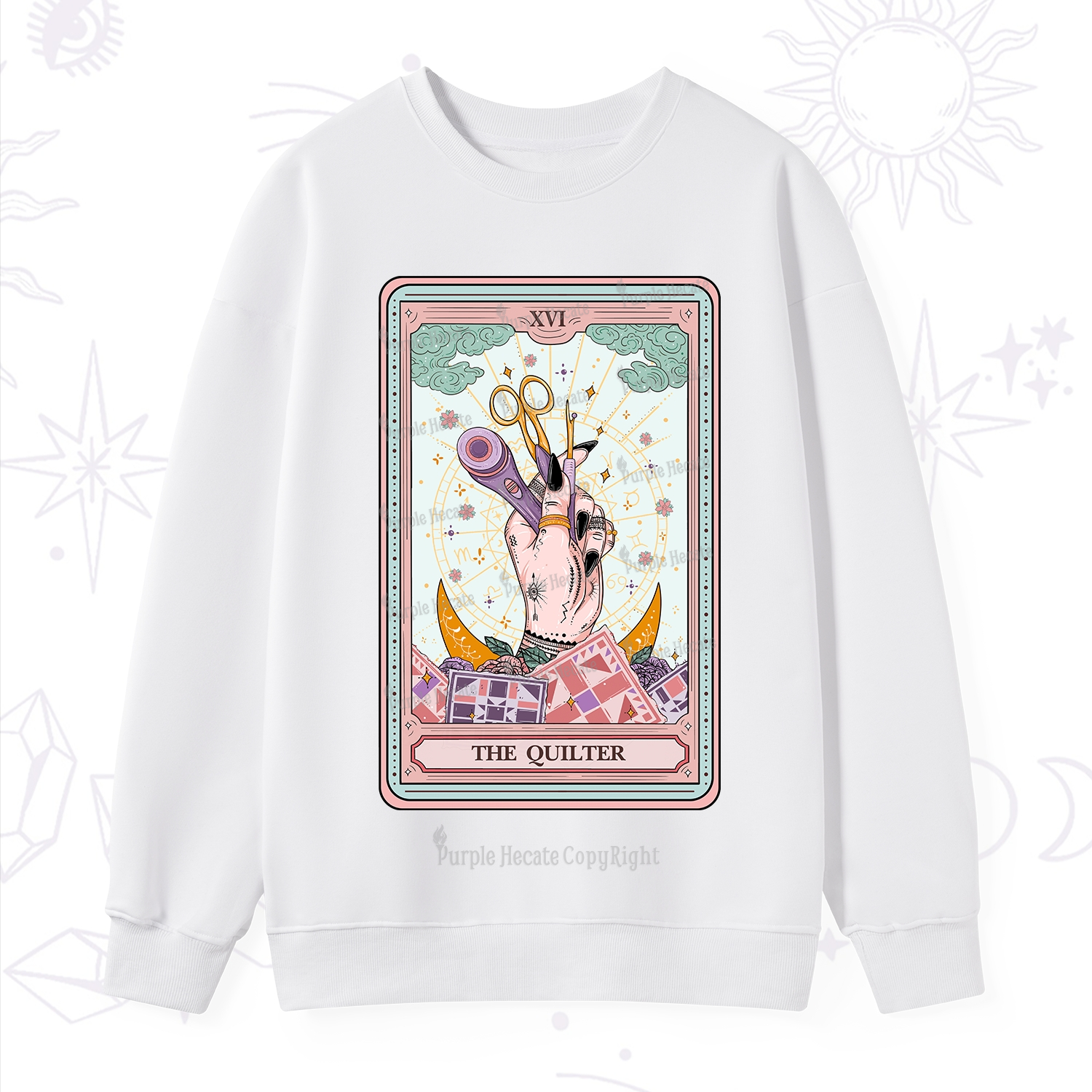 Purplehecate The Quilter Tarot Card Sweatshirt