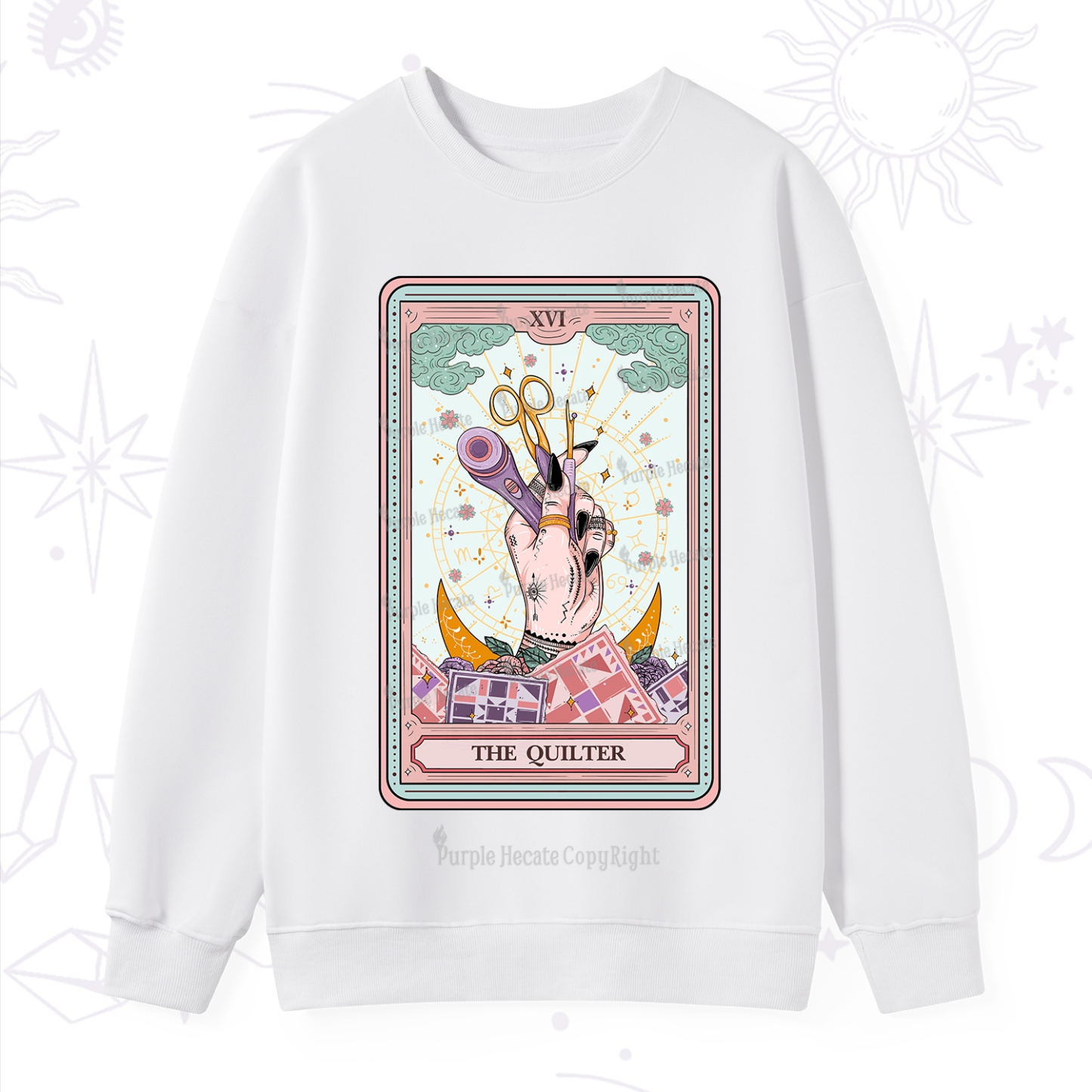 Purplehecate The Quilter Tarot Card Sweatshirt