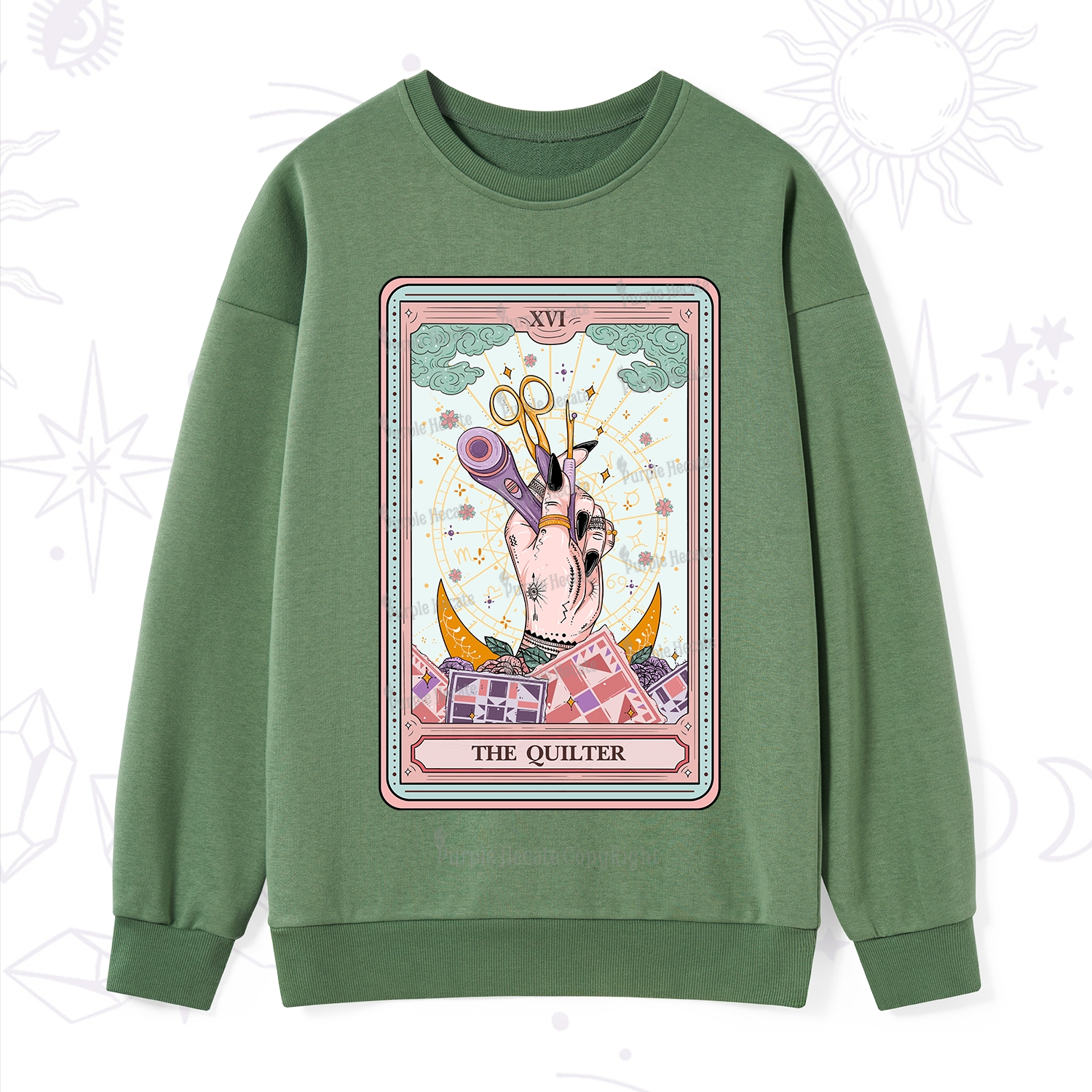 Purplehecate The Quilter Tarot Card Sweatshirt