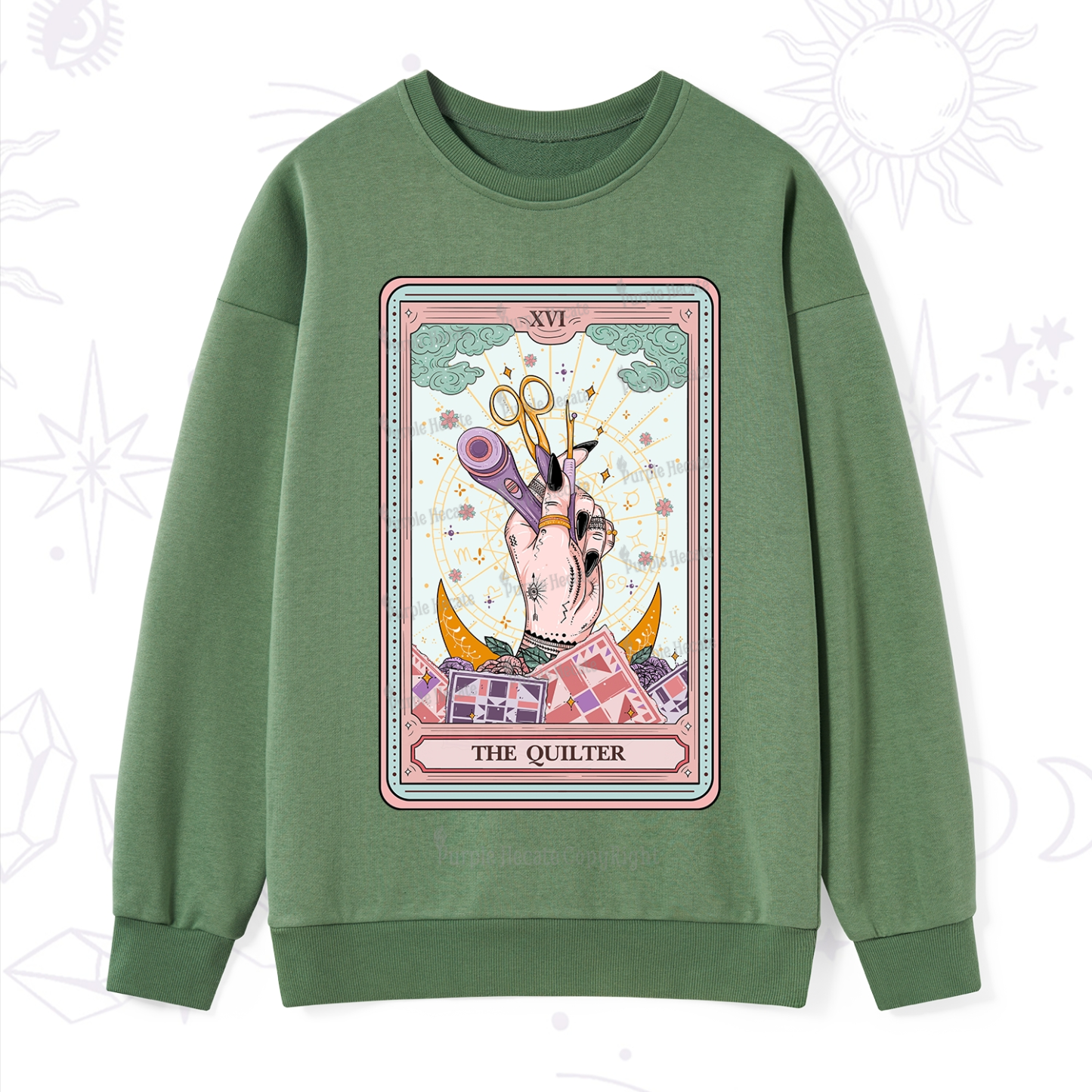 Purplehecate The Quilter Tarot Card Sweatshirt