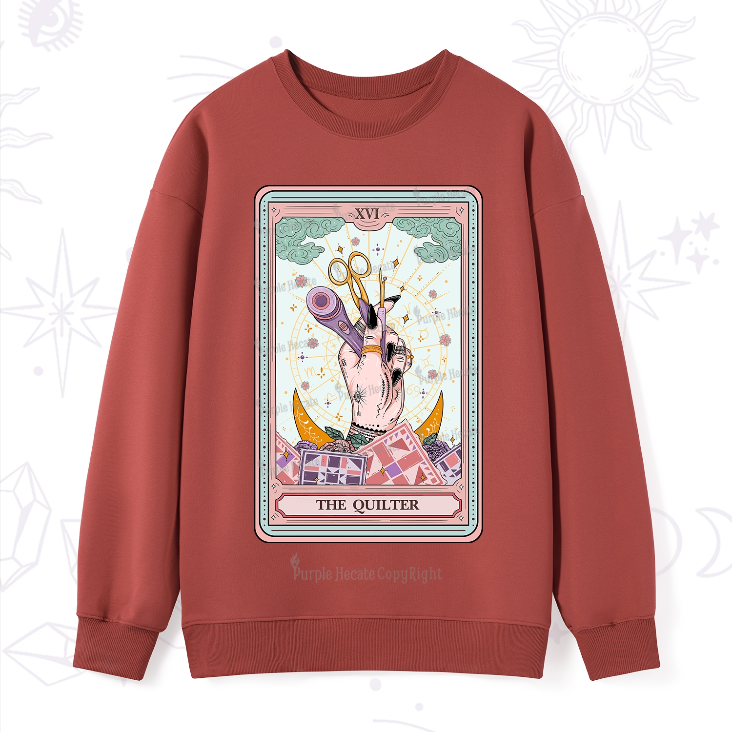 Purplehecate The Quilter Tarot Card Sweatshirt