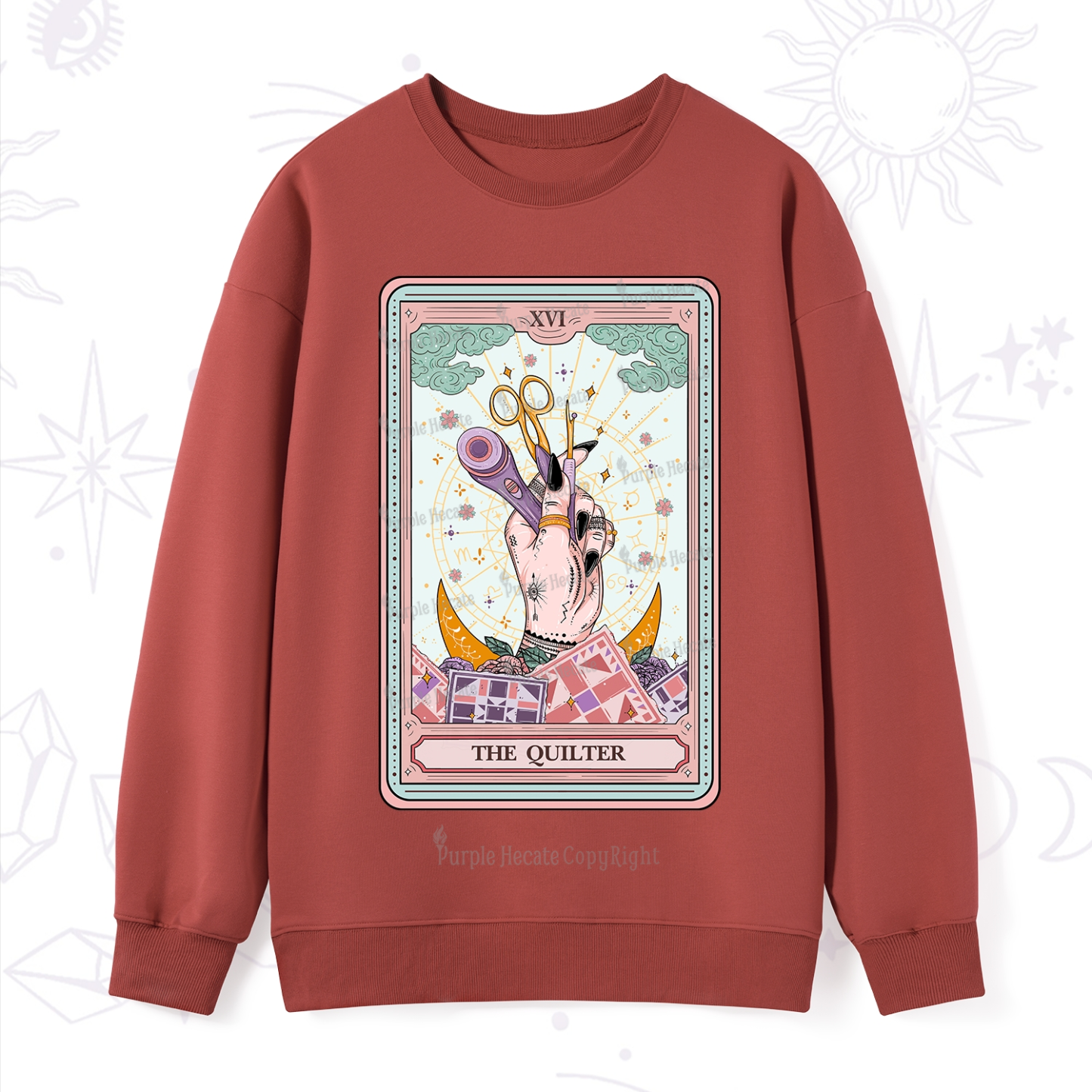 Purplehecate The Quilter Tarot Card Sweatshirt