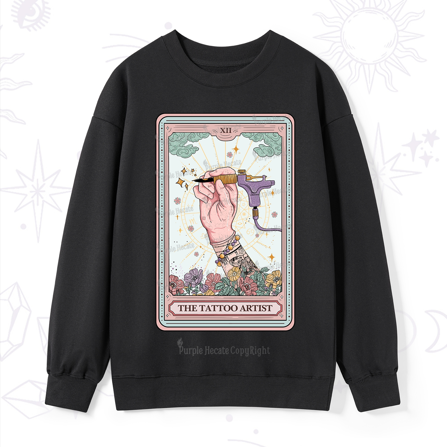 Purplehecate The Tattoo Artist Tarot Card Sweatshirt