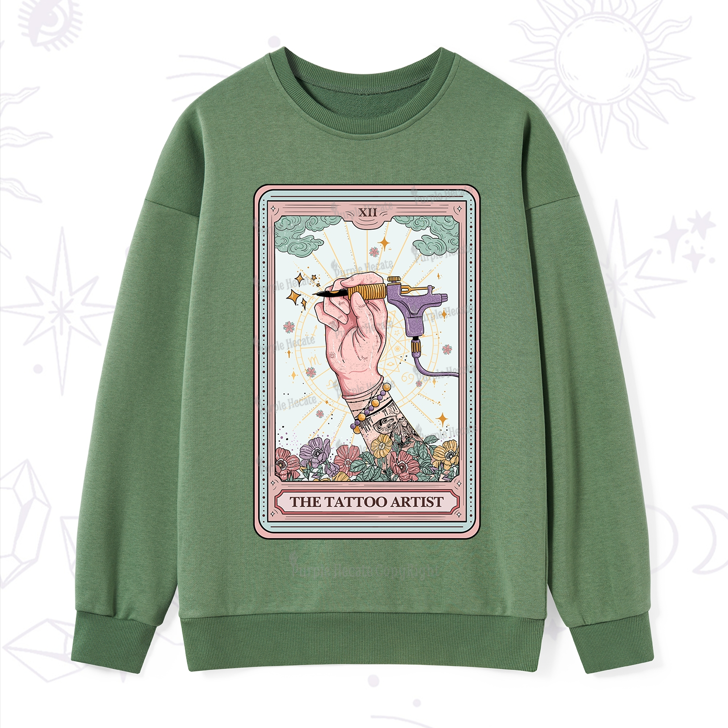 Purplehecate The Tattoo Artist Tarot Card Sweatshirt