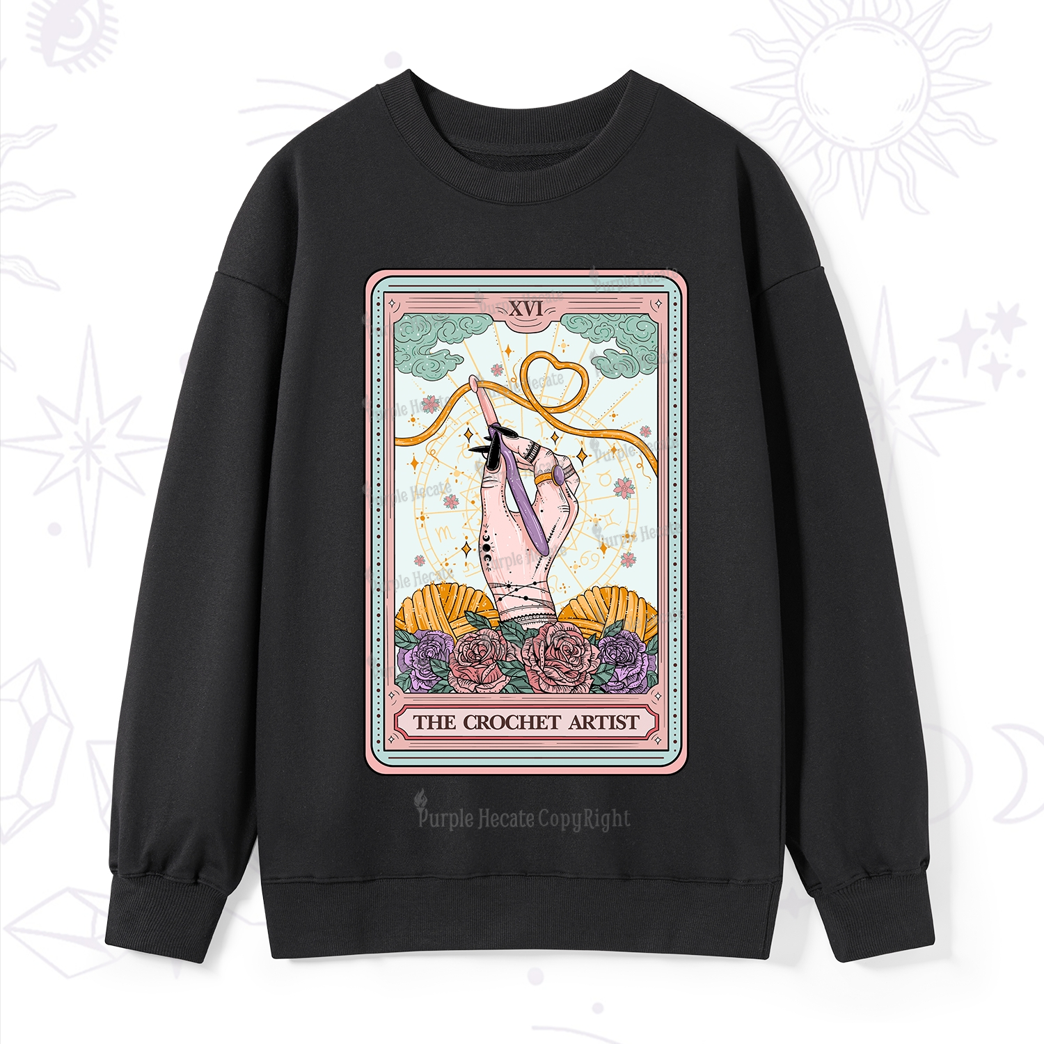 Purplehecate The Crochet Artist Tarot Card Sweatshirt
