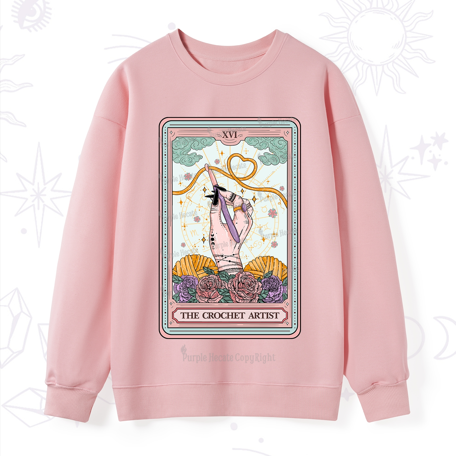 Purplehecate The Crochet Artist Tarot Card Sweatshirt