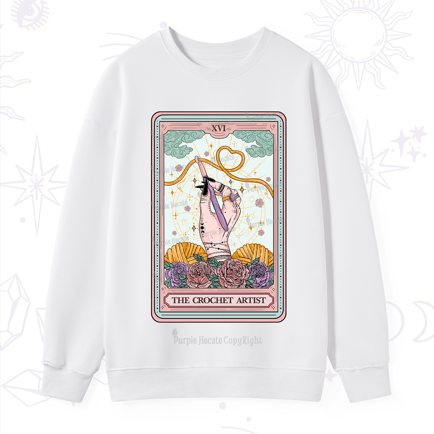 Purplehecate The Crochet Artist Tarot Card Sweatshirt