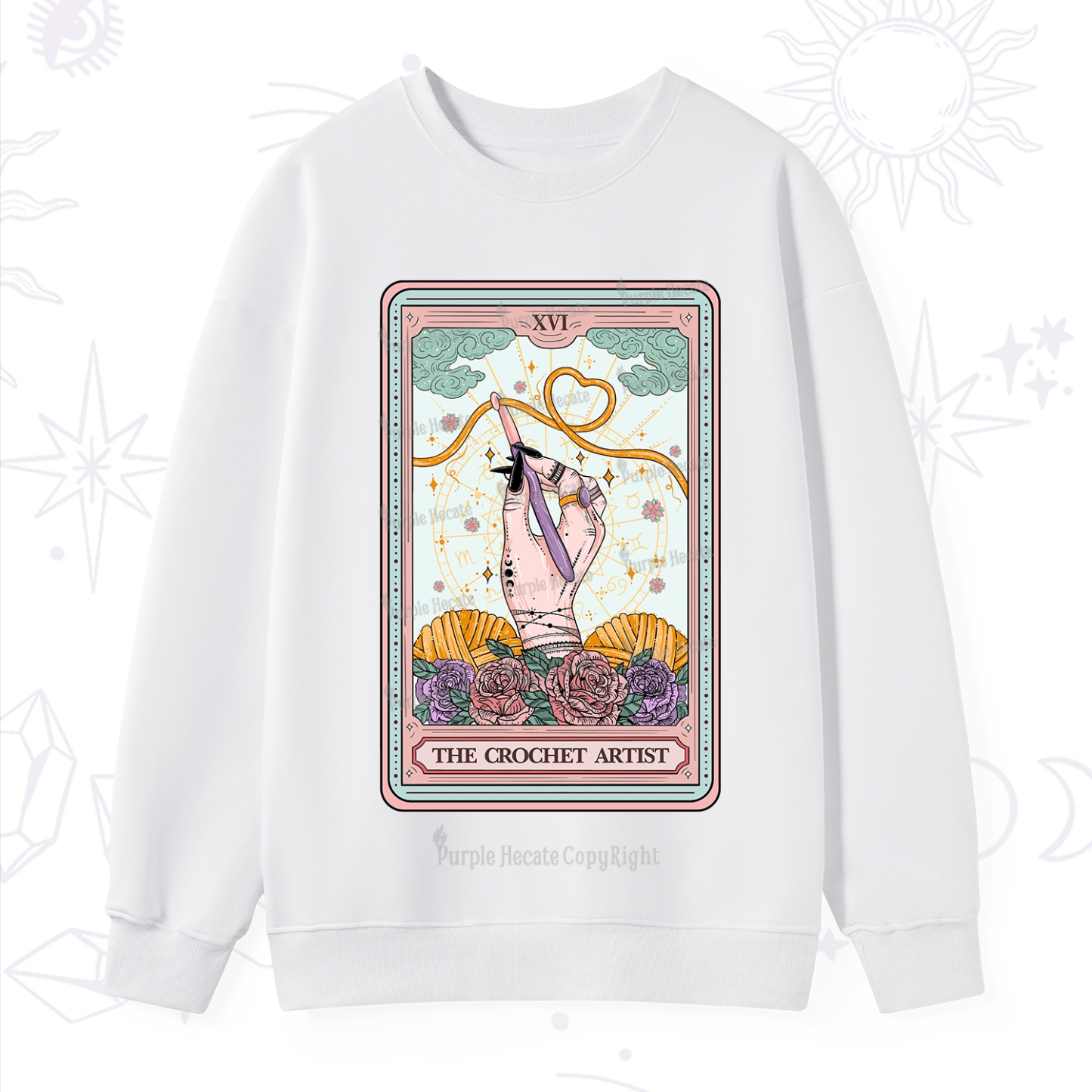 Purplehecate The Crochet Artist Tarot Card Sweatshirt