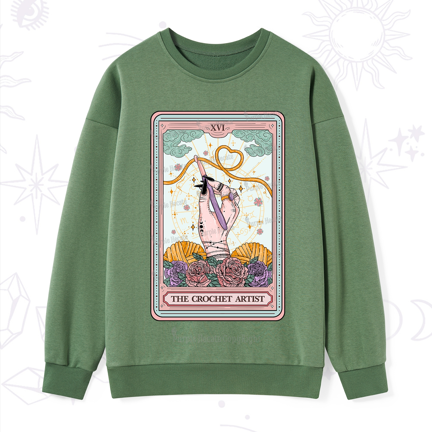 Purplehecate The Crochet Artist Tarot Card Sweatshirt