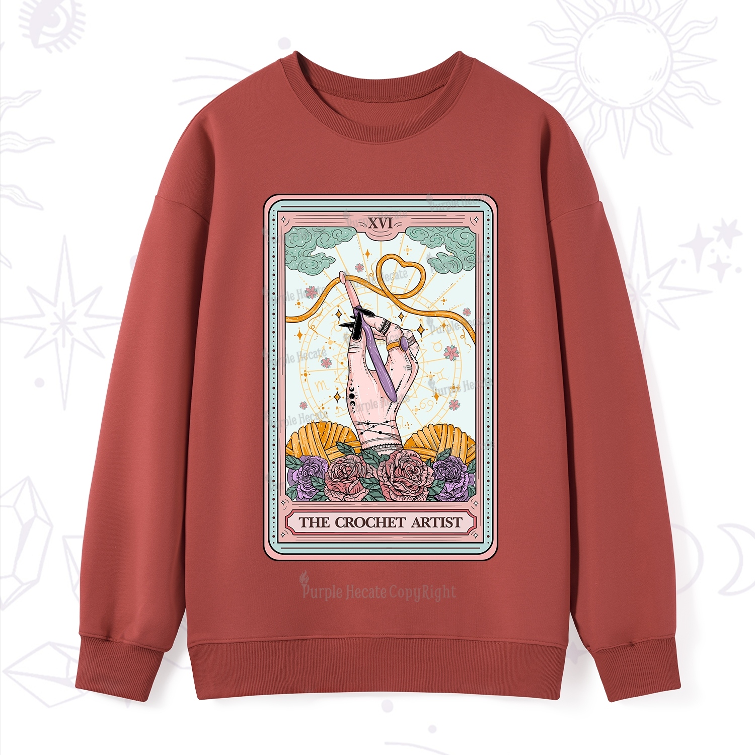 Purplehecate The Crochet Artist Tarot Card Sweatshirt