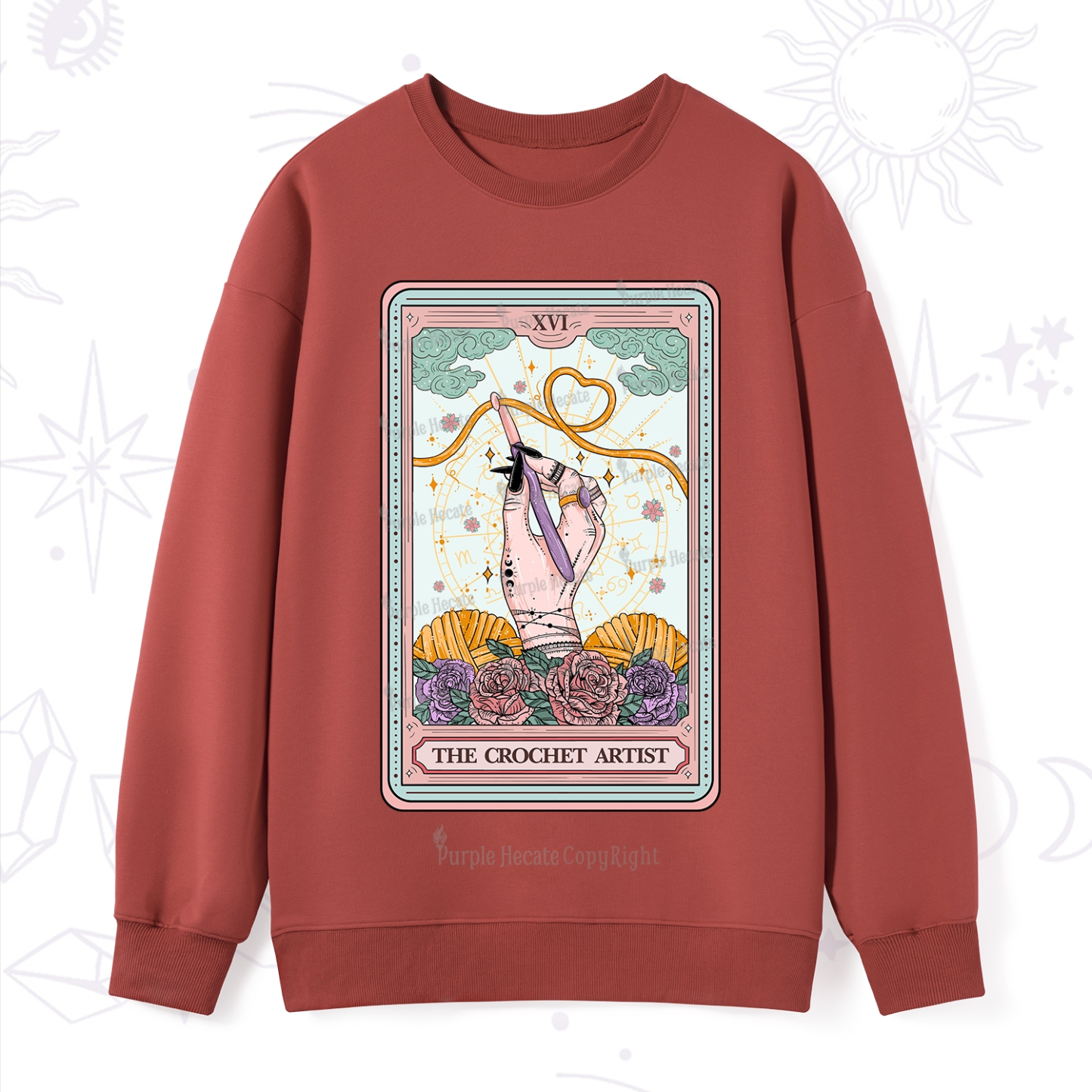 Purplehecate The Crochet Artist Tarot Card Sweatshirt