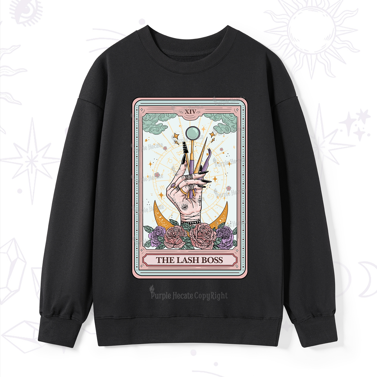 Purplehecate The Lash Boss Tarot Card Sweatshirt
