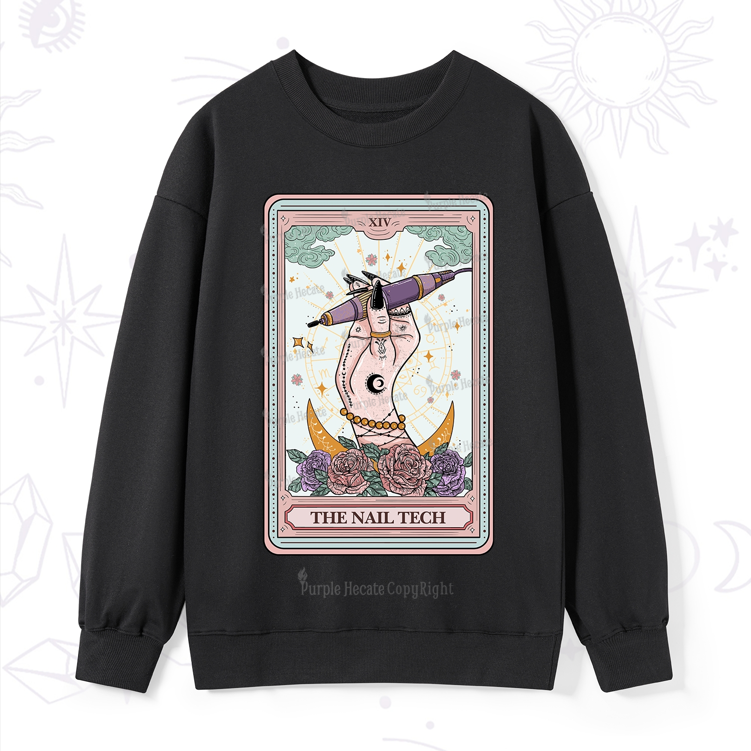 Purplehecate The Nail Tech Tarot Card Sweatshirt