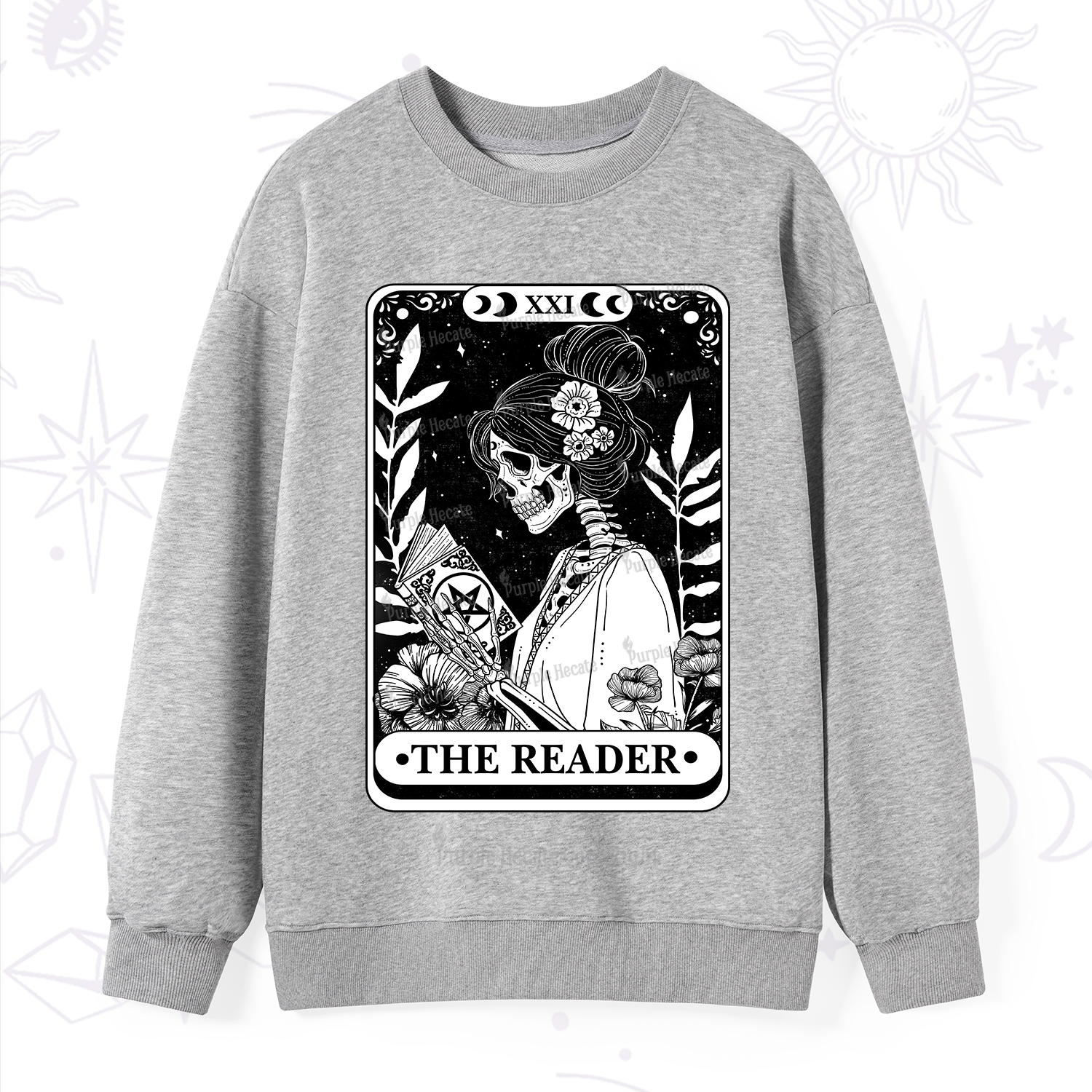 Purplehecate The Reader Skeleton Tarot Sweatshirt