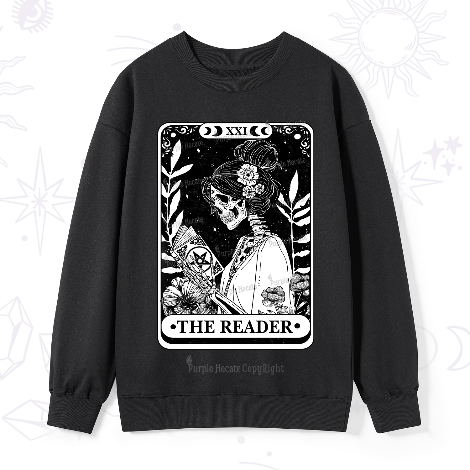 Purplehecate The Reader Skeleton Tarot Sweatshirt