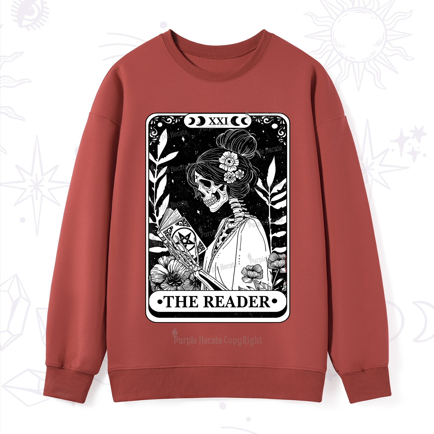 Purplehecate The Reader Skeleton Tarot Sweatshirt