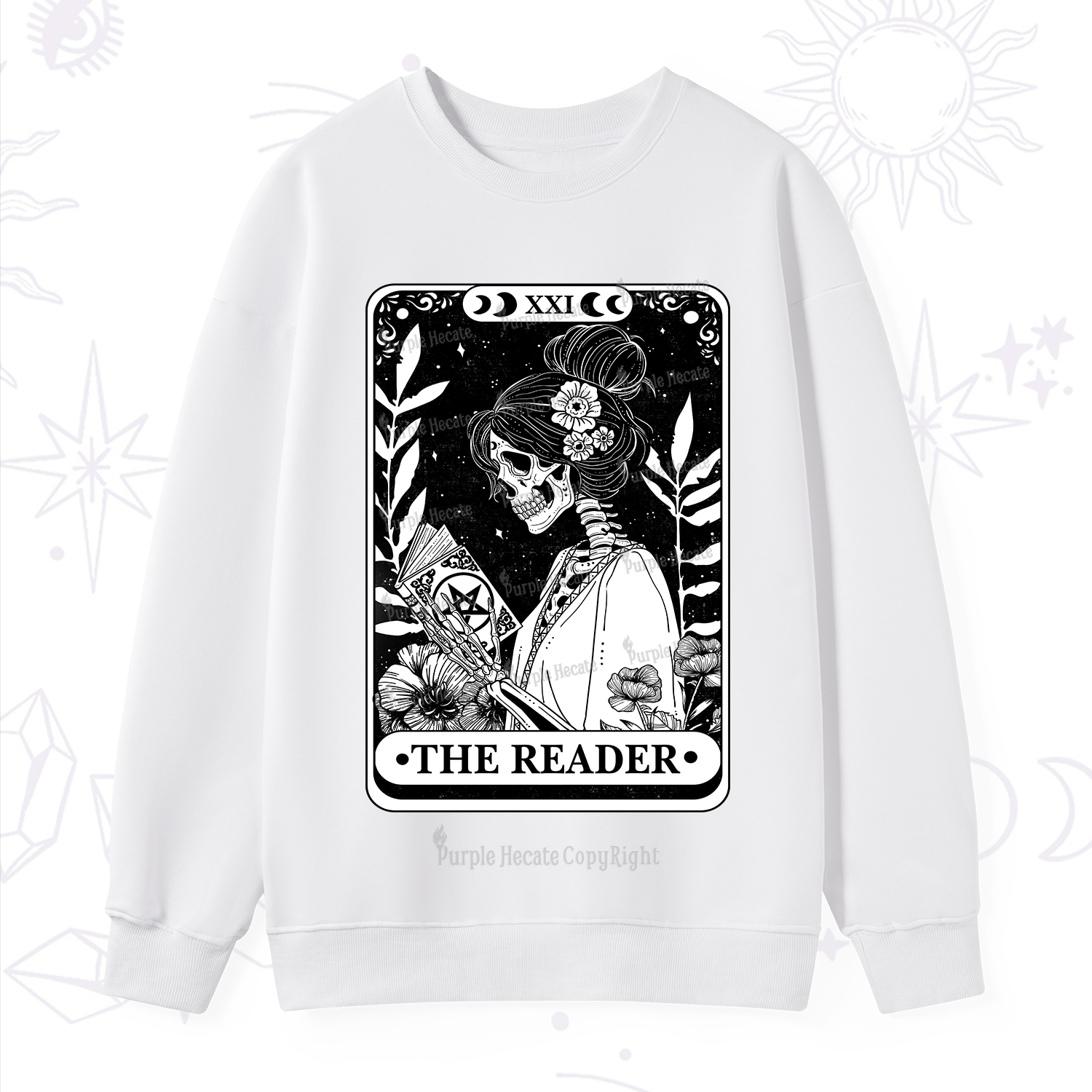 Purplehecate The Reader Skeleton Tarot Sweatshirt