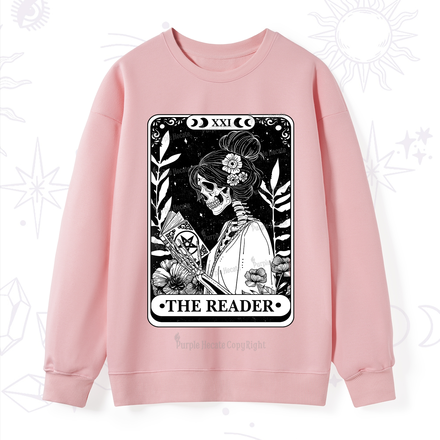 Purplehecate The Reader Skeleton Tarot Sweatshirt