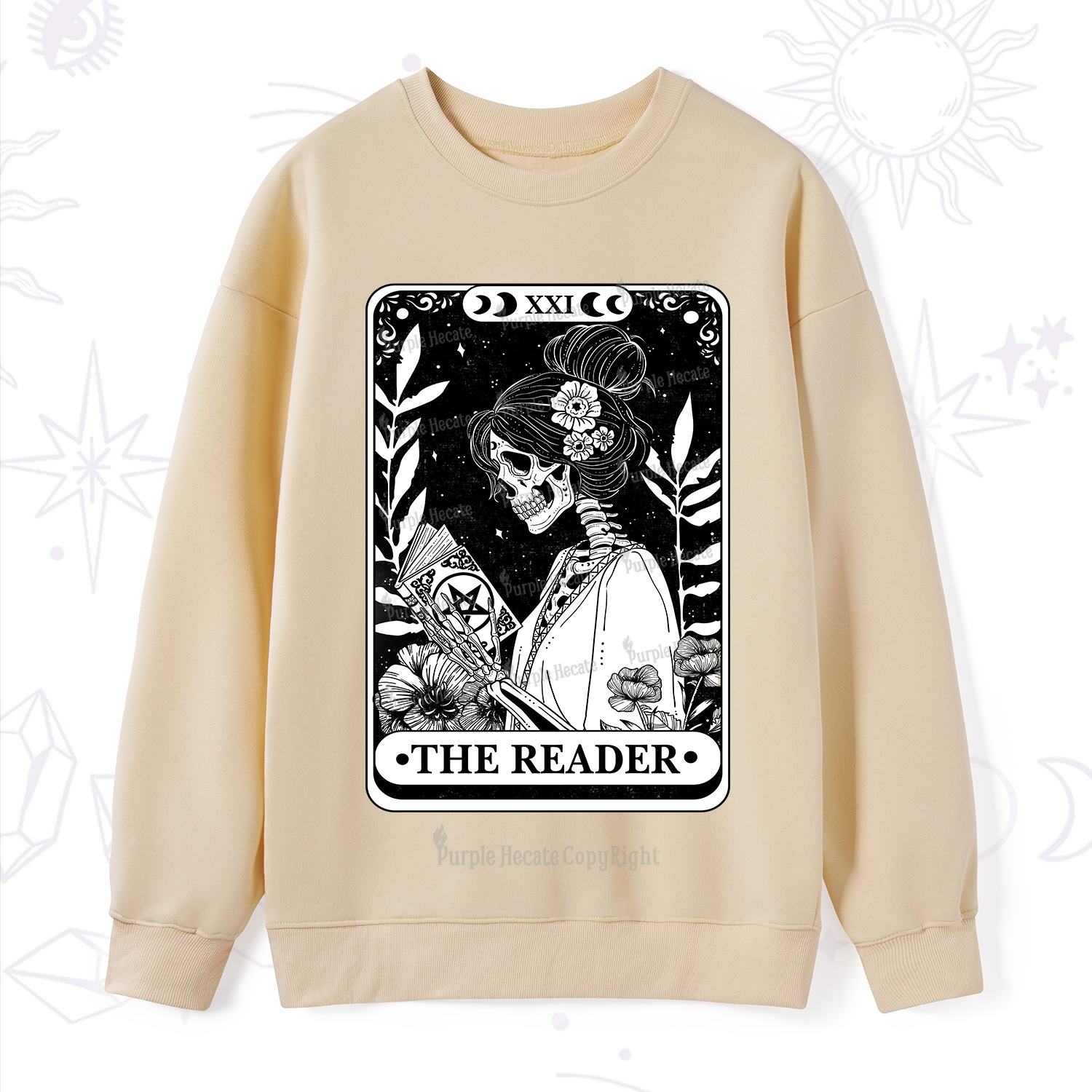 Purplehecate The Reader Skeleton Tarot Sweatshirt
