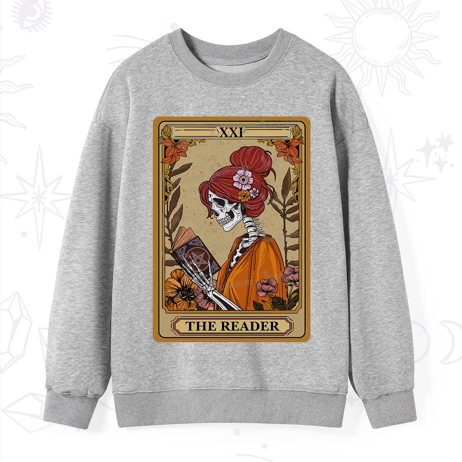 Purplehecate The Reader Tarot Card Skeleton Sweatshirt