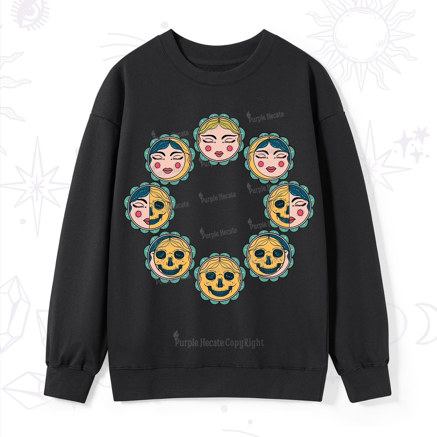 Purplehecate Lunar Skull Cycle Sweatshirt