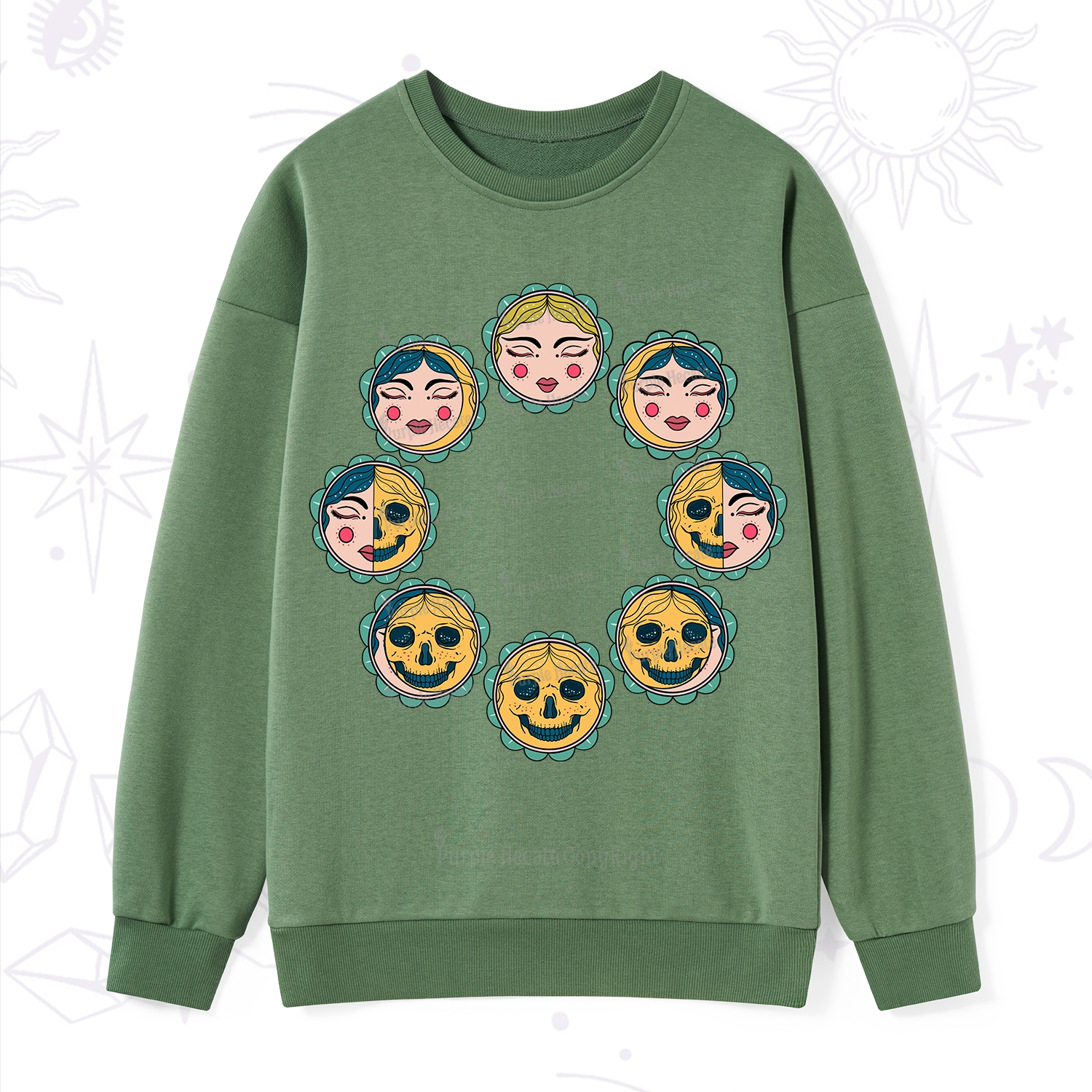 Purplehecate Lunar Skull Cycle Sweatshirt