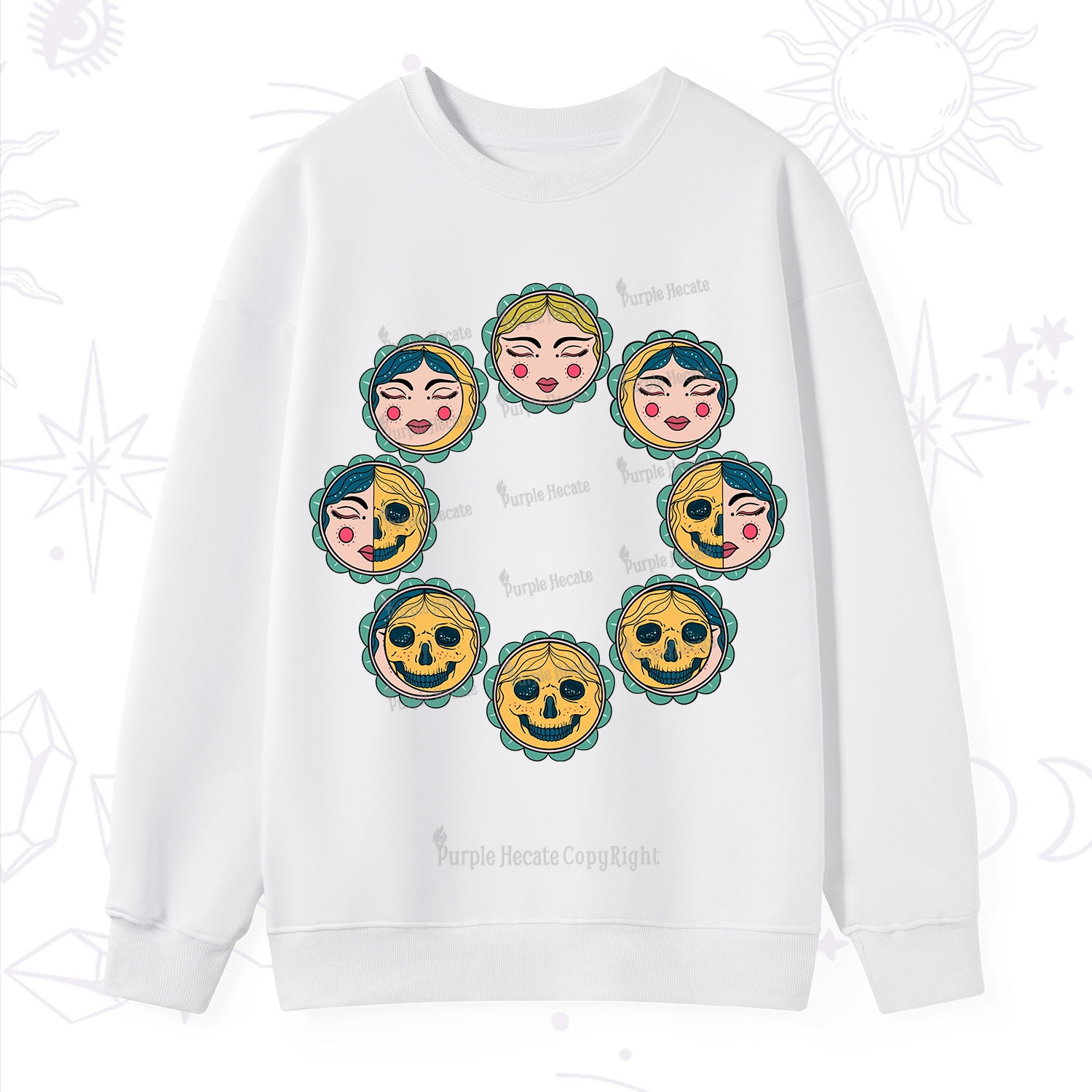 Purplehecate Lunar Skull Cycle Sweatshirt
