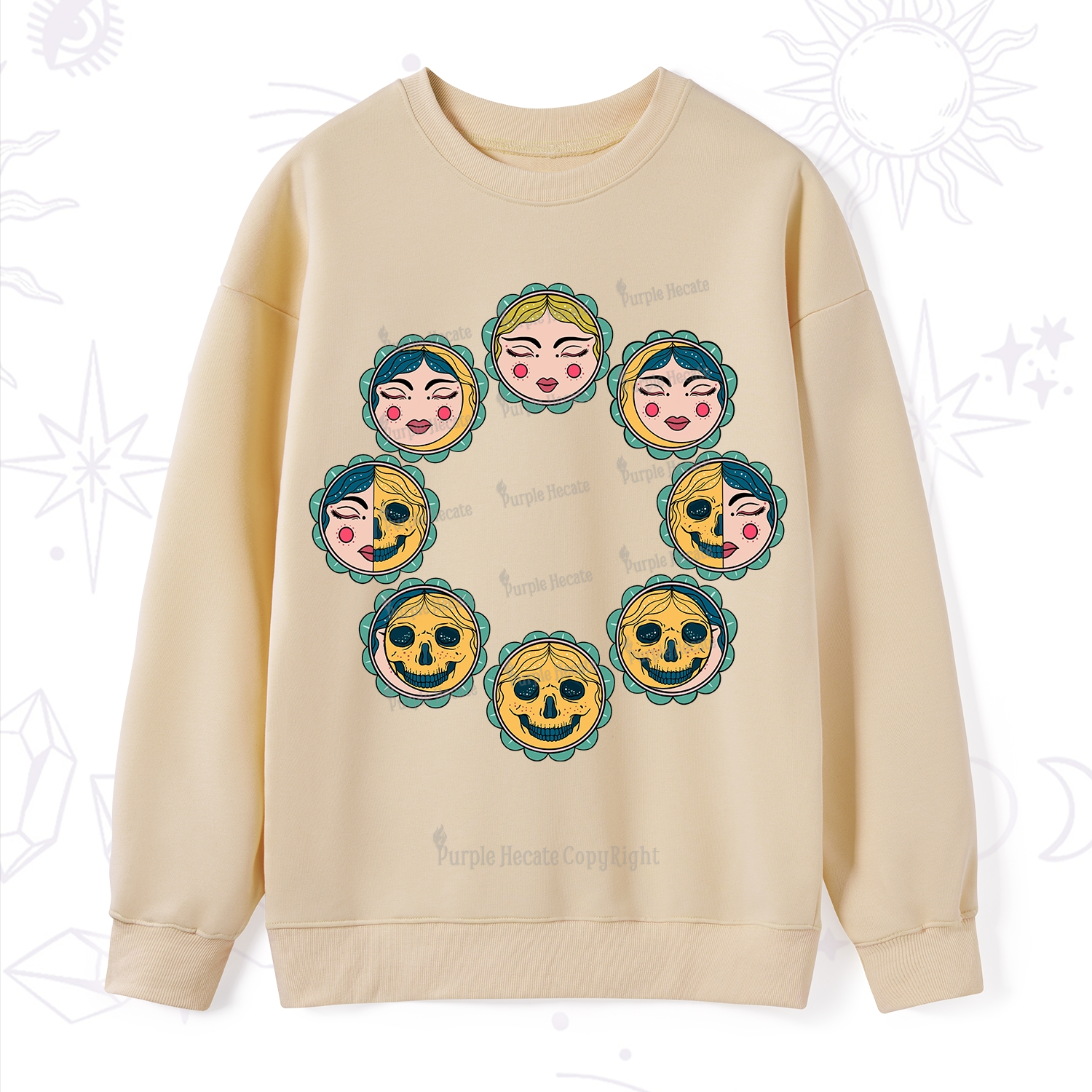 Purplehecate Lunar Skull Cycle Sweatshirt