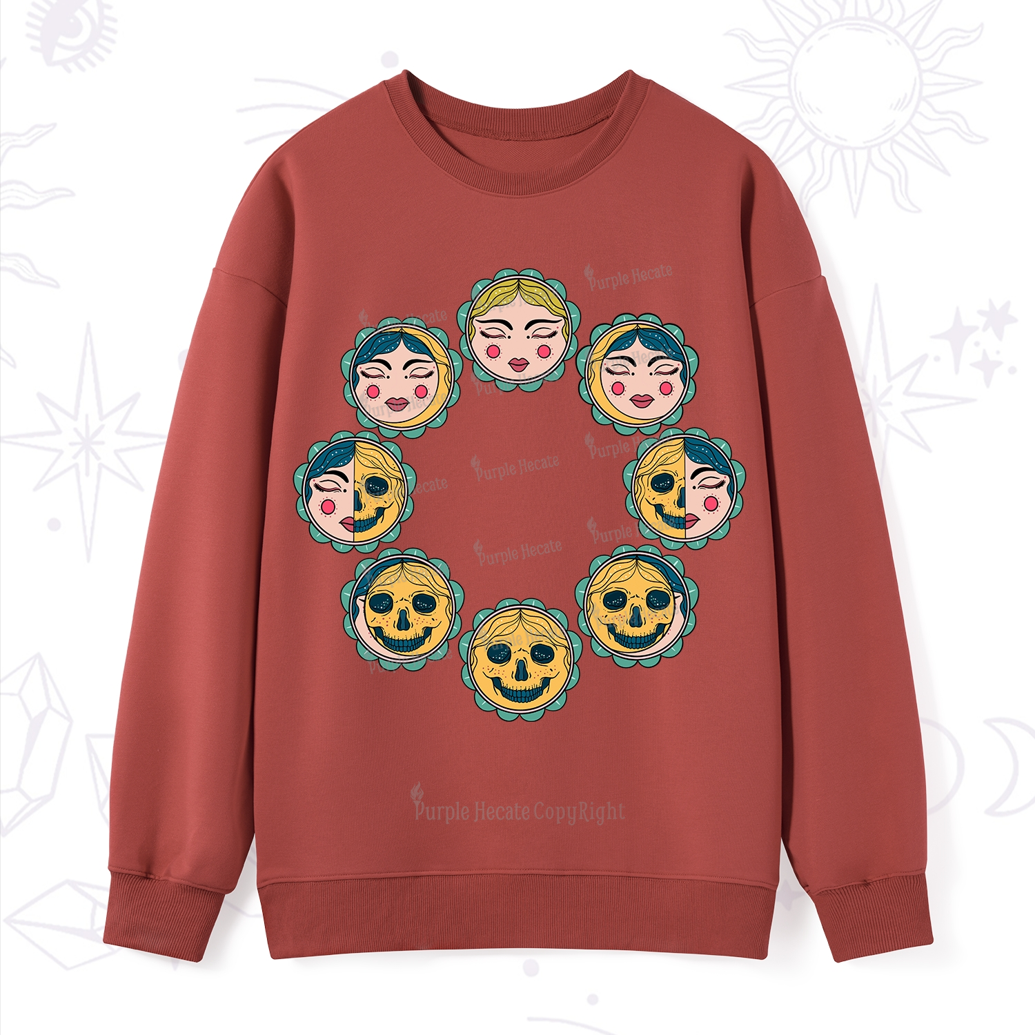Purplehecate Lunar Skull Cycle Sweatshirt