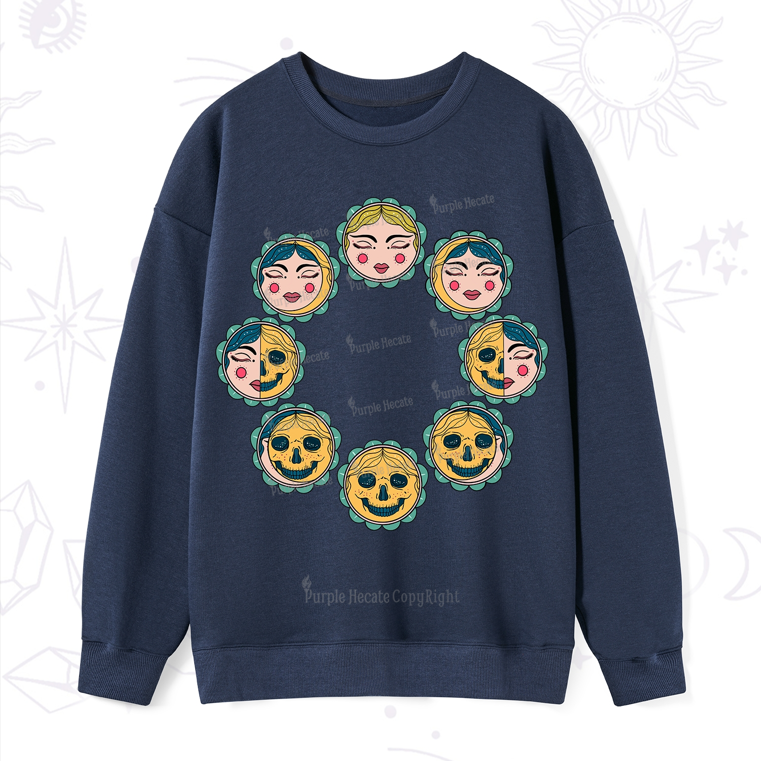 Purplehecate Lunar Skull Cycle Sweatshirt