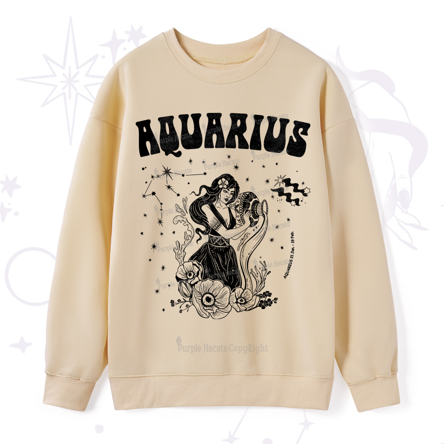 Purplehecate Aquarius Zodiac Glyphs Sweatshirt