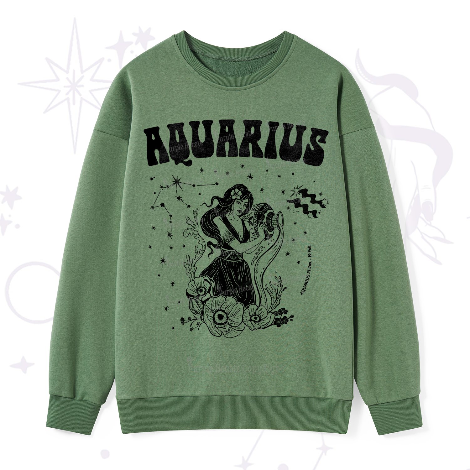 Purplehecate Aquarius Zodiac Glyphs Sweatshirt