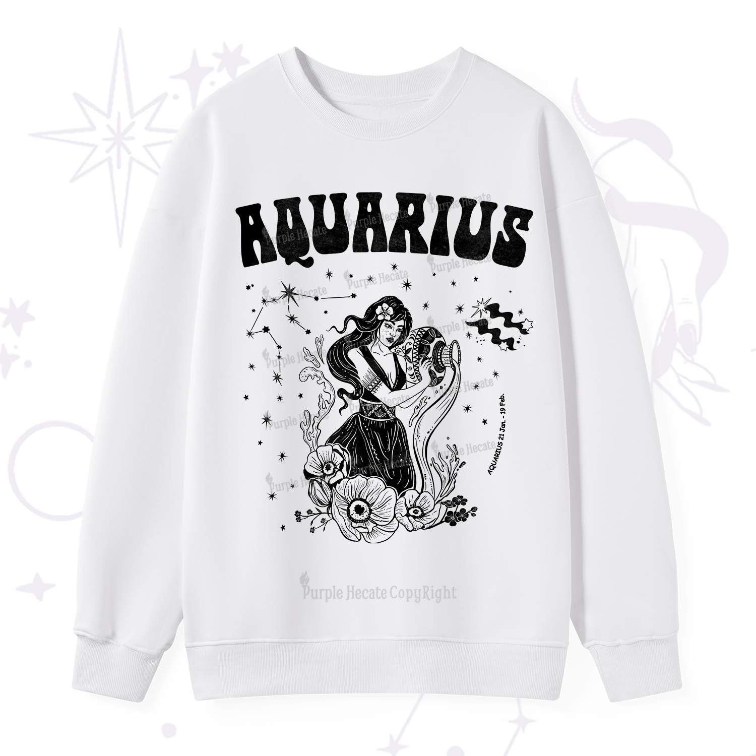 Purplehecate Aquarius Zodiac Glyphs Sweatshirt