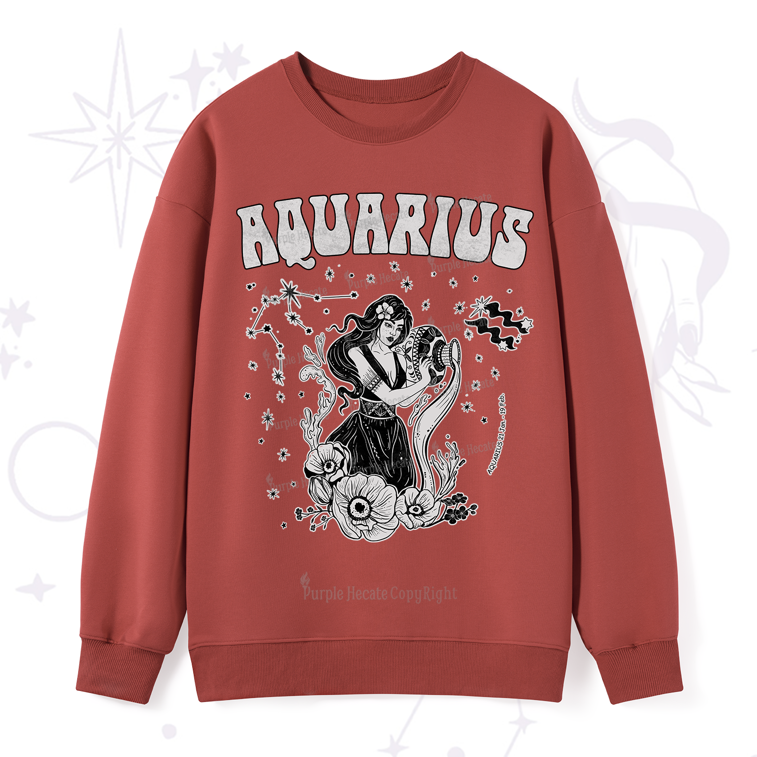 Purplehecate Aquarius Zodiac Glyphs Sweatshirt