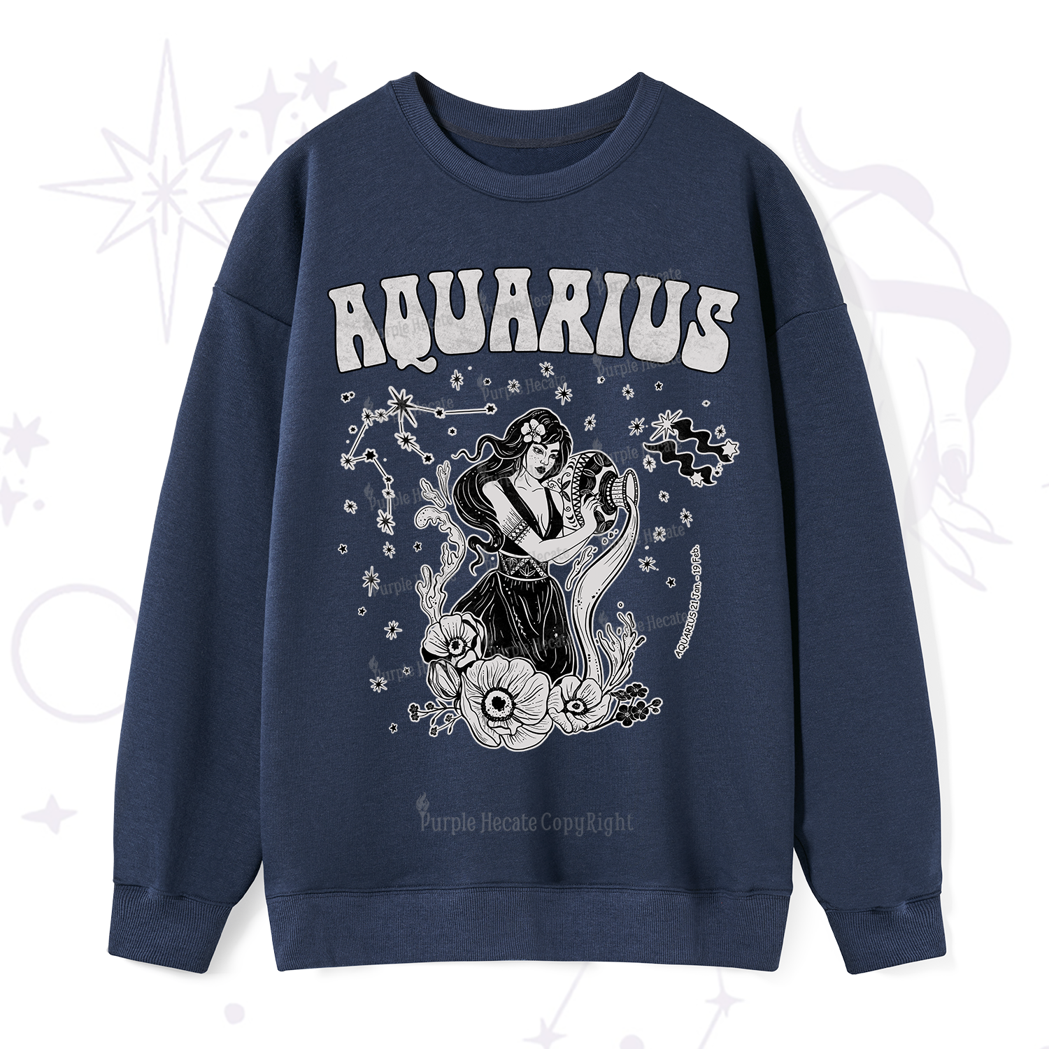 Purplehecate Aquarius Zodiac Glyphs Sweatshirt