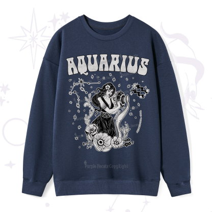 Purplehecate Aquarius Zodiac Glyphs Sweatshirt
