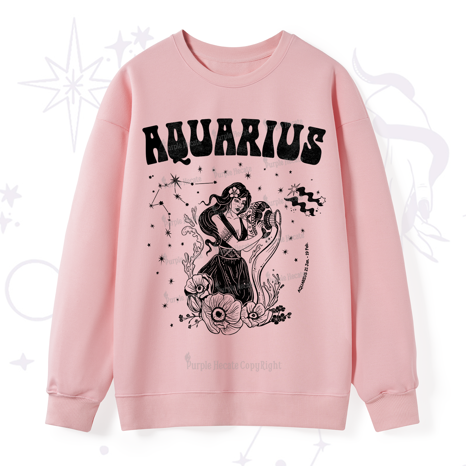 Purplehecate Aquarius Zodiac Glyphs Sweatshirt