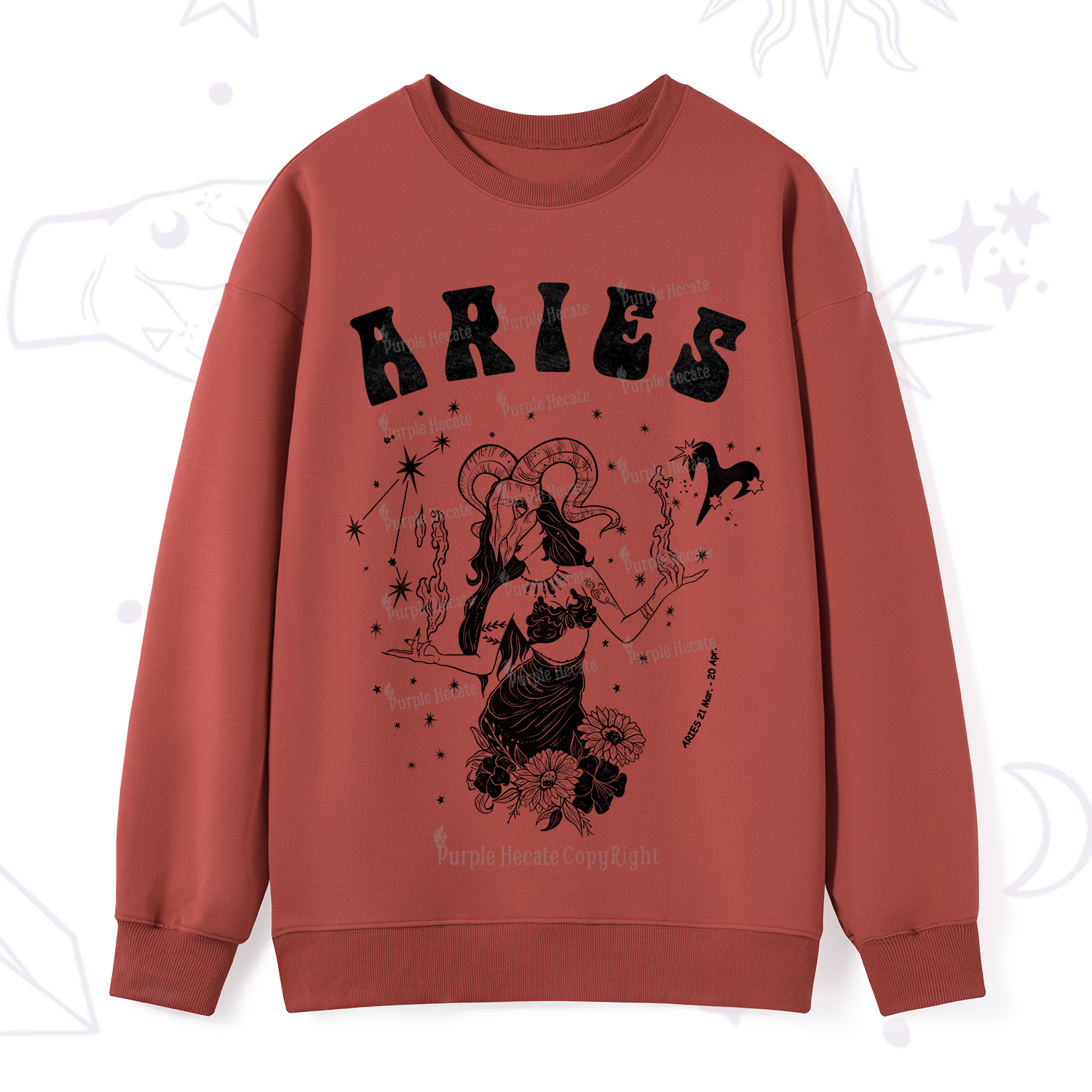 Purplehecate Aries Zodiac Glyphs Sweatshirt