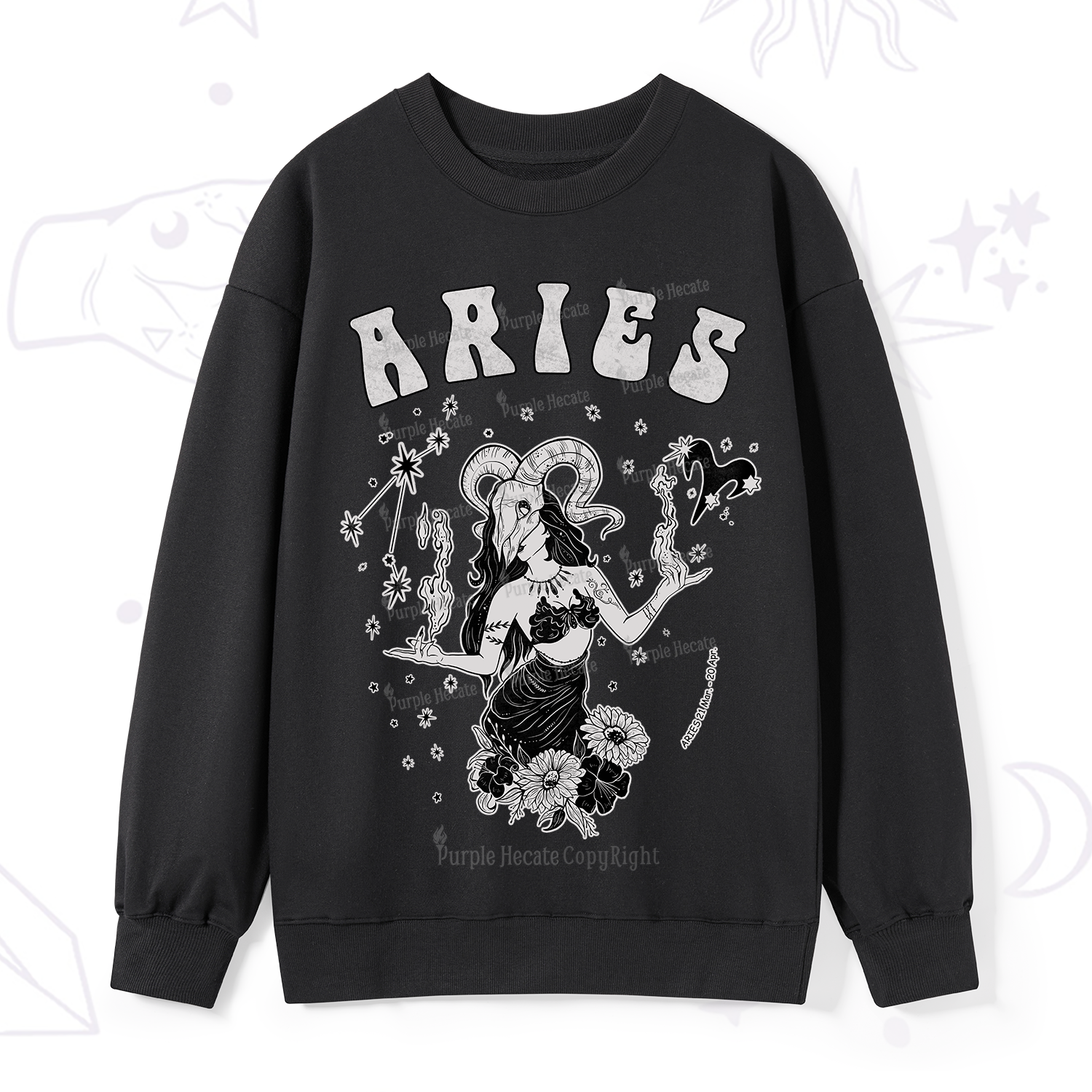 Purplehecate Aries Zodiac Glyphs Sweatshirt