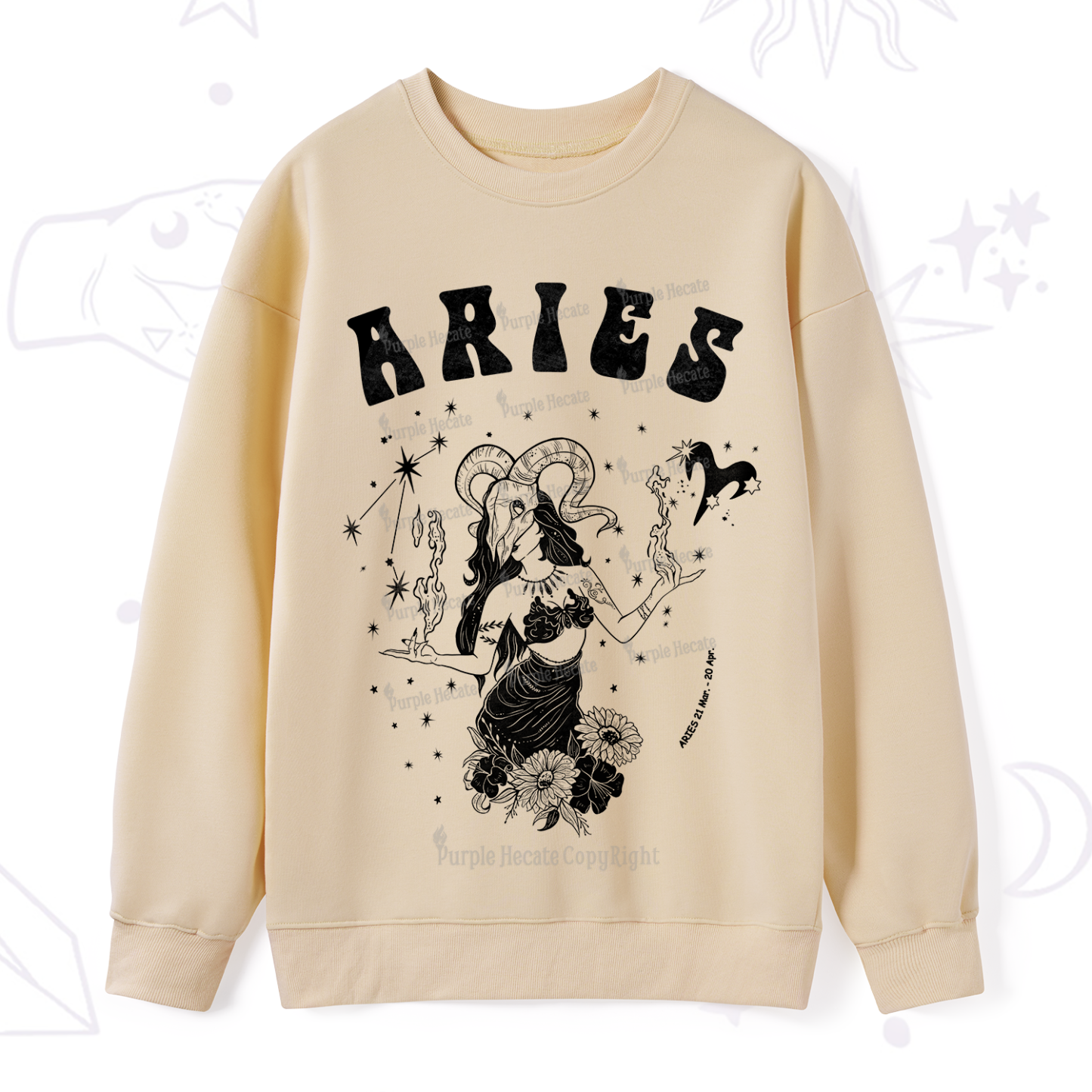 Purplehecate Aries Zodiac Glyphs Sweatshirt