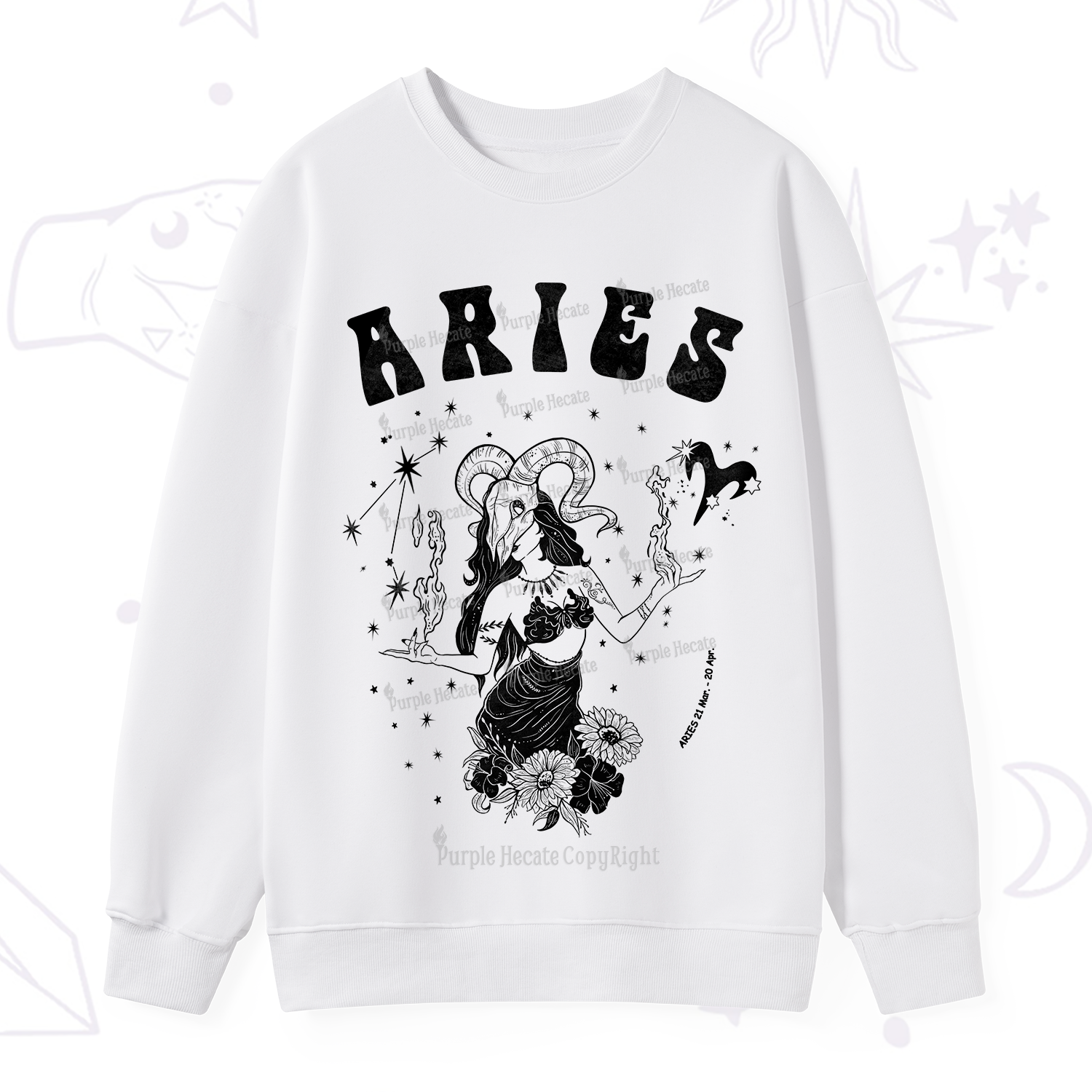 Purplehecate Aries Zodiac Glyphs Sweatshirt
