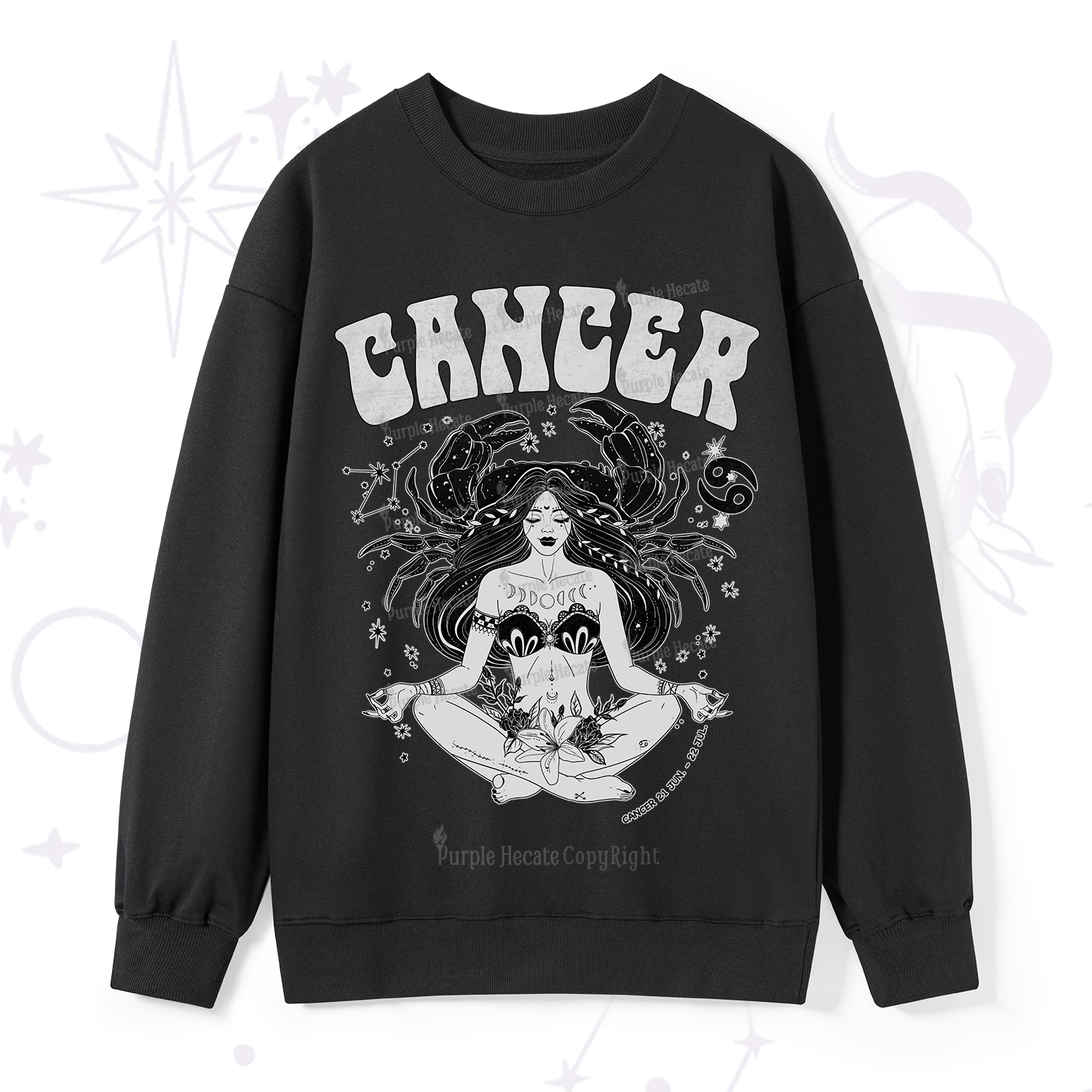 Purplehecate Cancer Zodiac Glyphs Sweatshirt