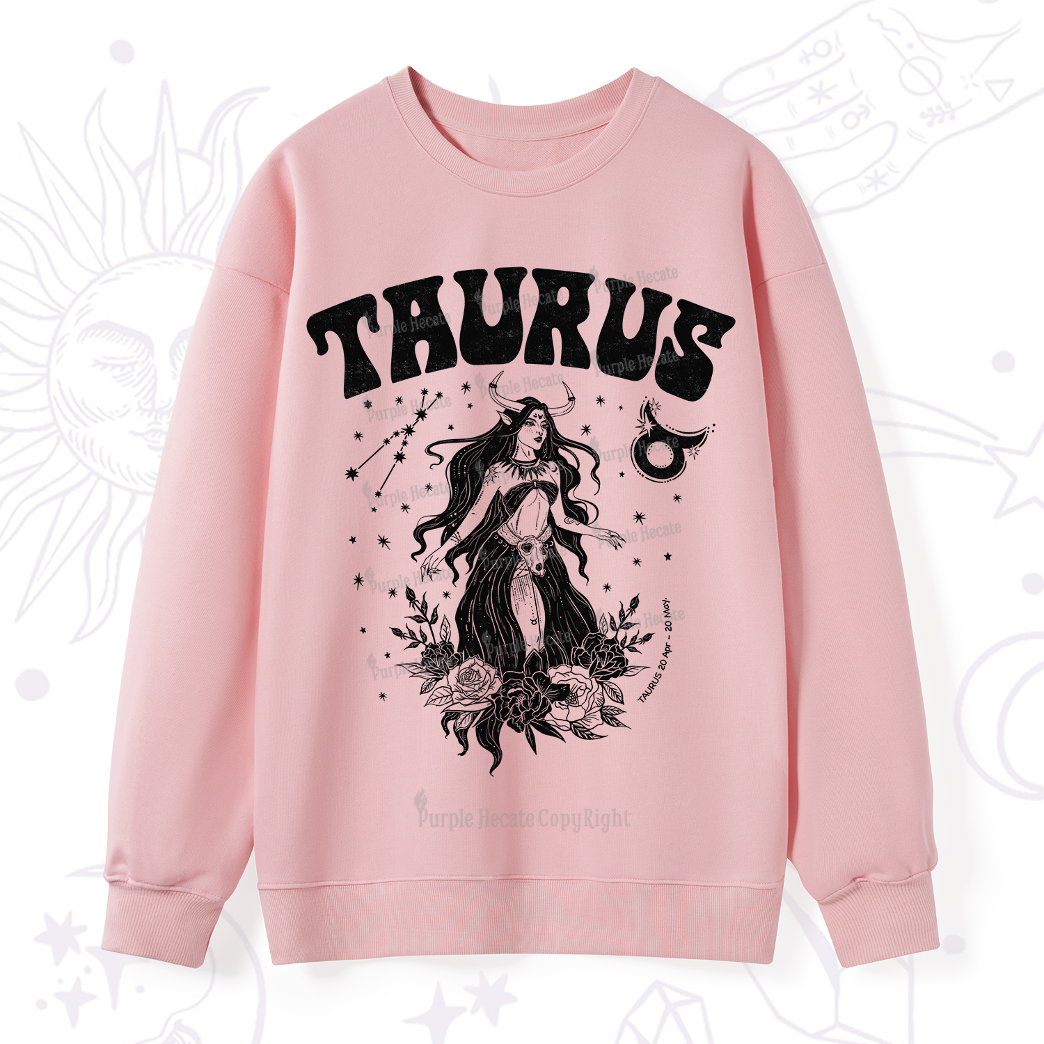Purplehecate Taurus Zodiac Glyphs Sweatshirt