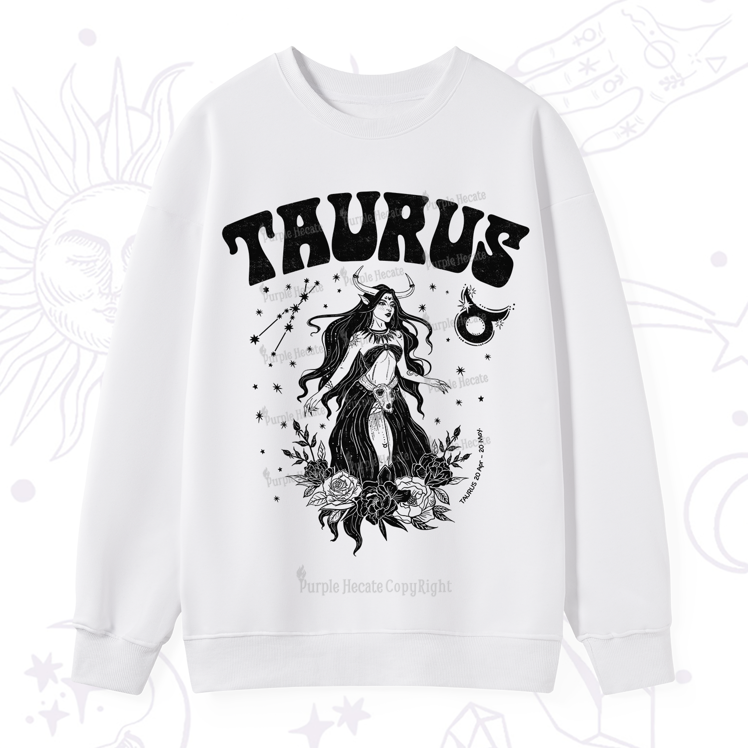 Purplehecate Taurus Zodiac Glyphs Sweatshirt