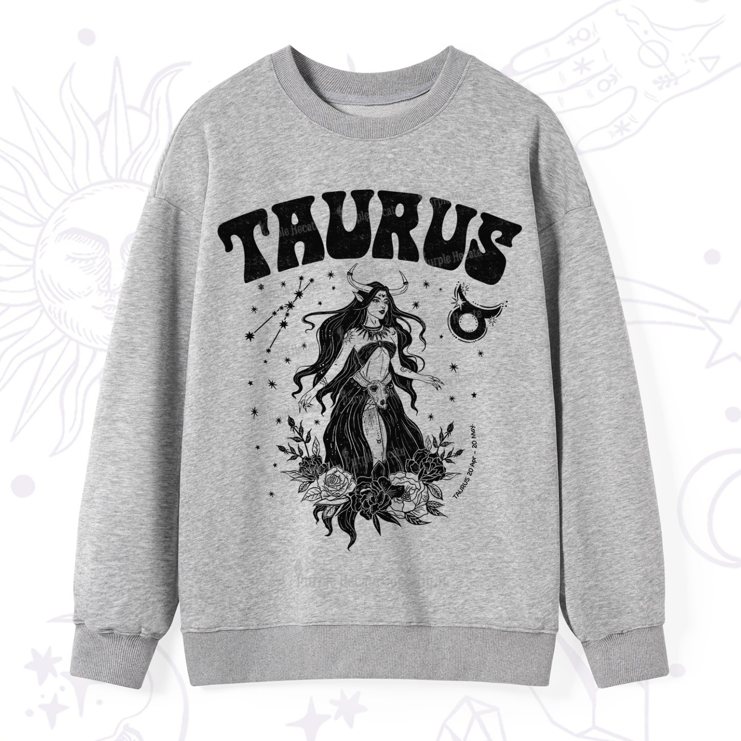 Purplehecate Taurus Zodiac Glyphs Sweatshirt
