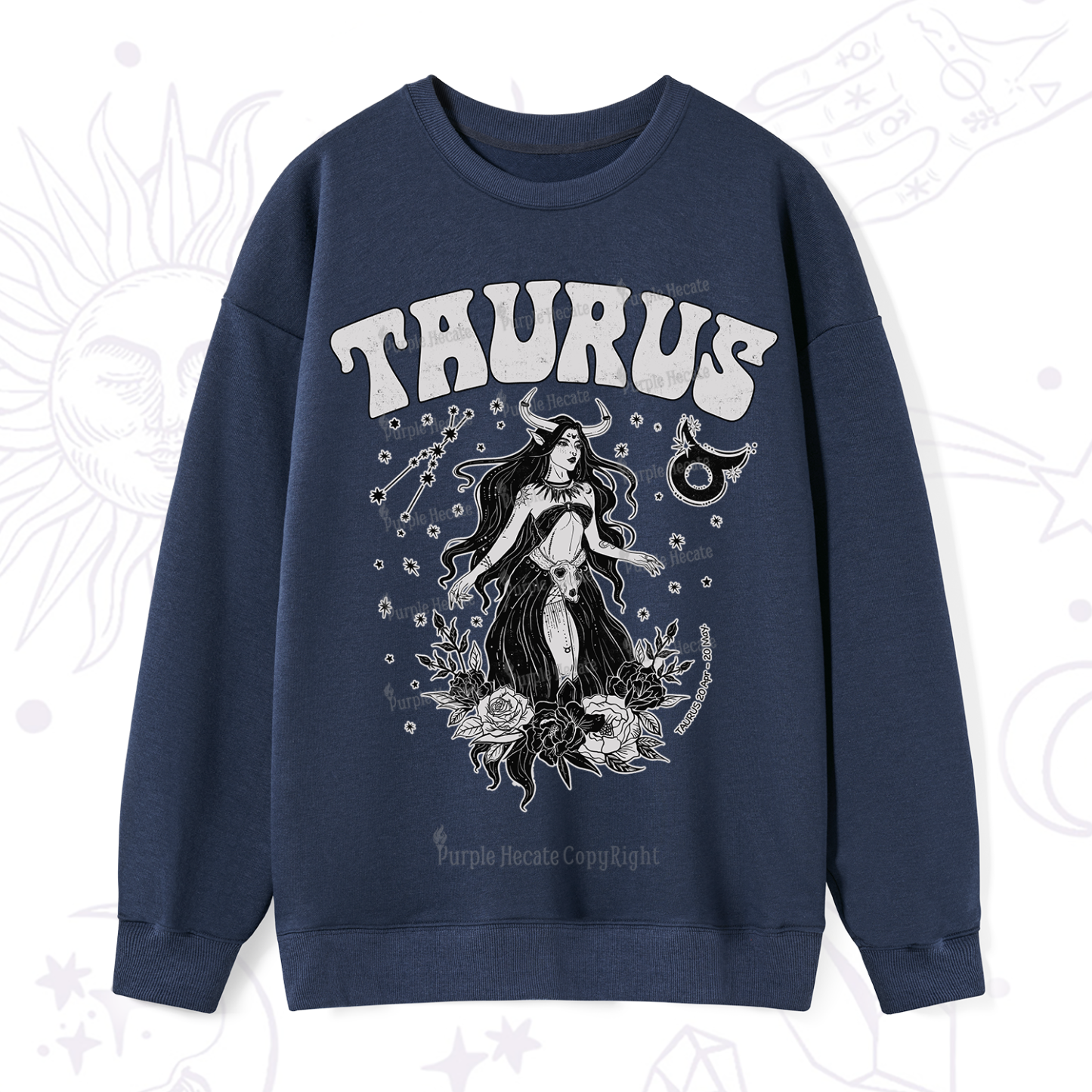 Purplehecate Taurus Zodiac Glyphs Sweatshirt